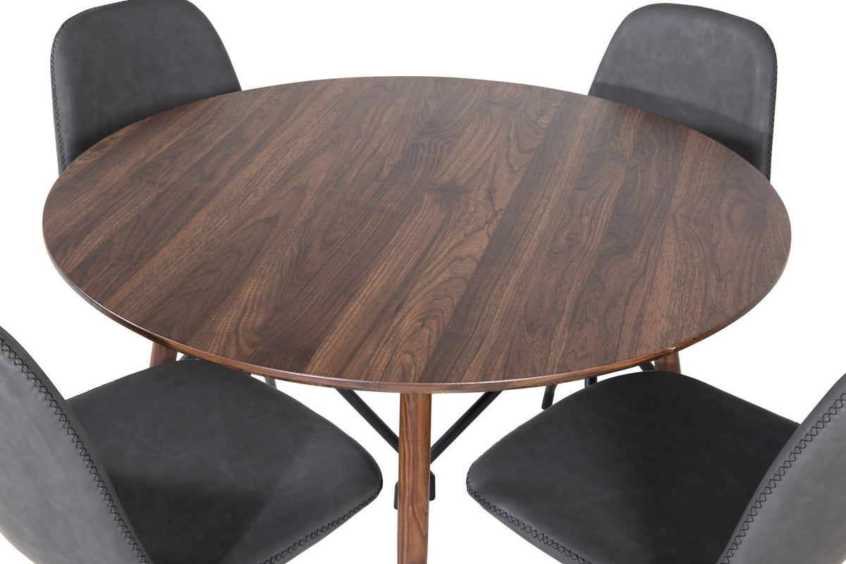 Plaza Esszimmerset + Polar ⌀100cm/4St. in Braun / Grau präsentiert im Onlineshop von KAQTU Design AG. Esszimmerset ist von Venture Home