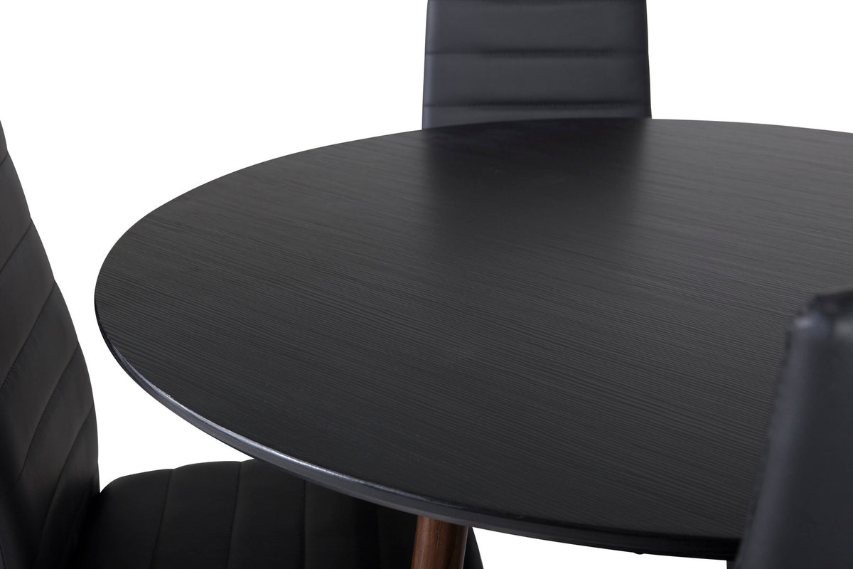 Plaza Esszimmerset + Slim ⌀100cm/4St. in Schwarz / Braun präsentiert im Onlineshop von KAQTU Design AG. Esszimmerset ist von Venture Home