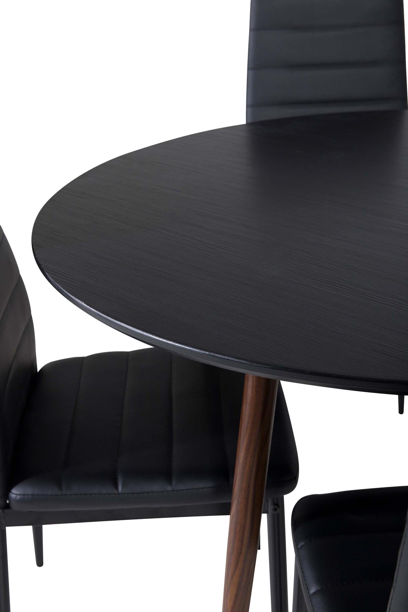 Plaza Esszimmerset + Slim ⌀100cm/4St. in Schwarz / Braun präsentiert im Onlineshop von KAQTU Design AG. Esszimmerset ist von Venture Home