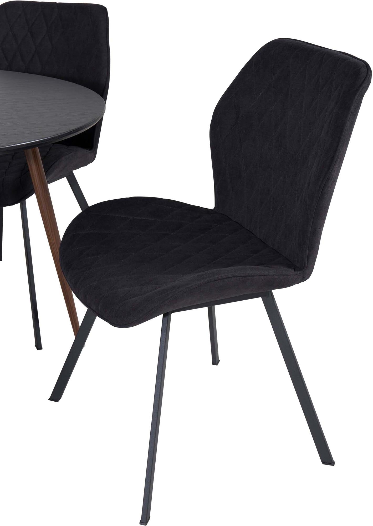 Plaza Esszimmerset + Gemma ⌀100cm/4St. in Schwarz / Braun präsentiert im Onlineshop von KAQTU Design AG. Esszimmerset ist von Venture Home