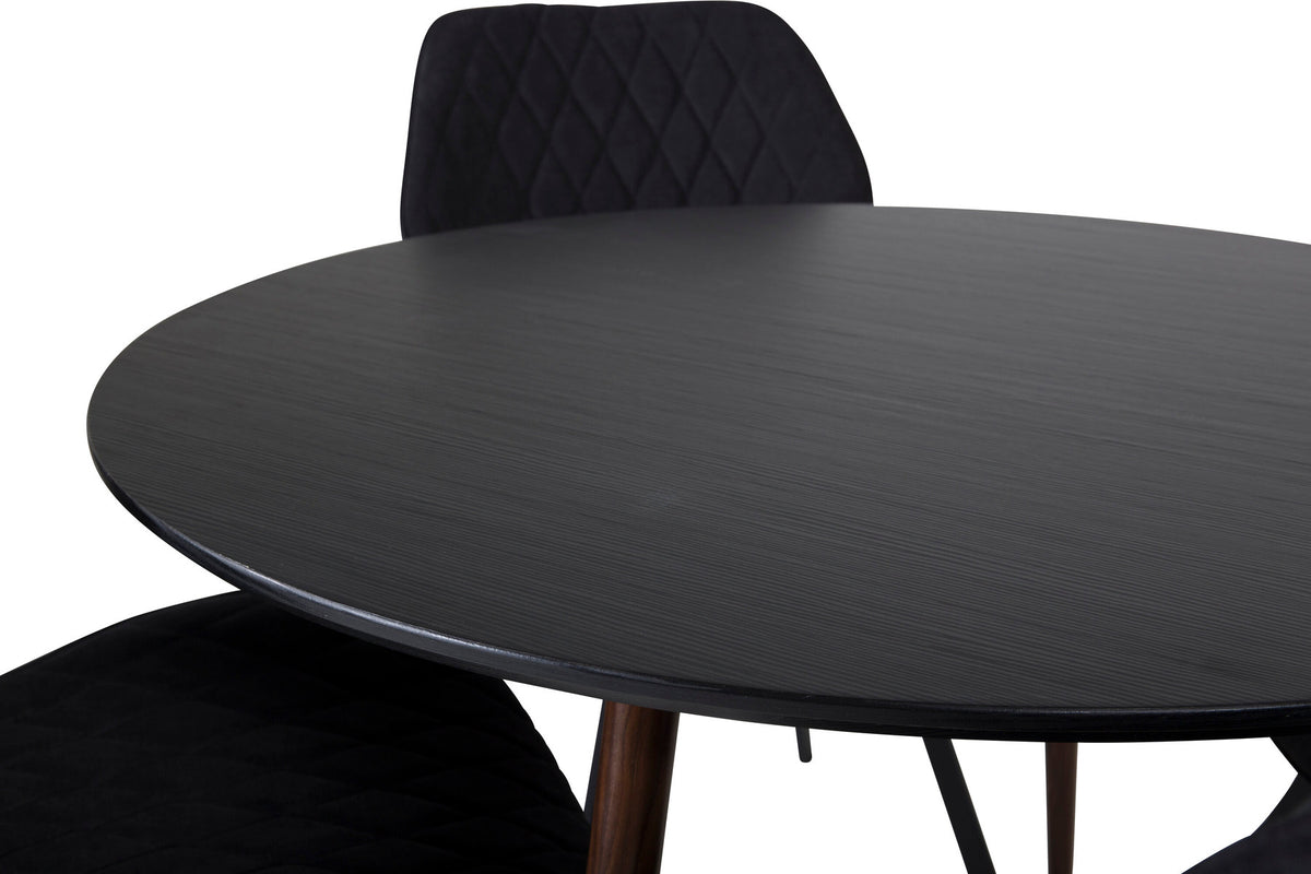 Plaza Esszimmerset + Gemma ⌀100cm/4St. in Schwarz / Braun präsentiert im Onlineshop von KAQTU Design AG. Esszimmerset ist von Venture Home