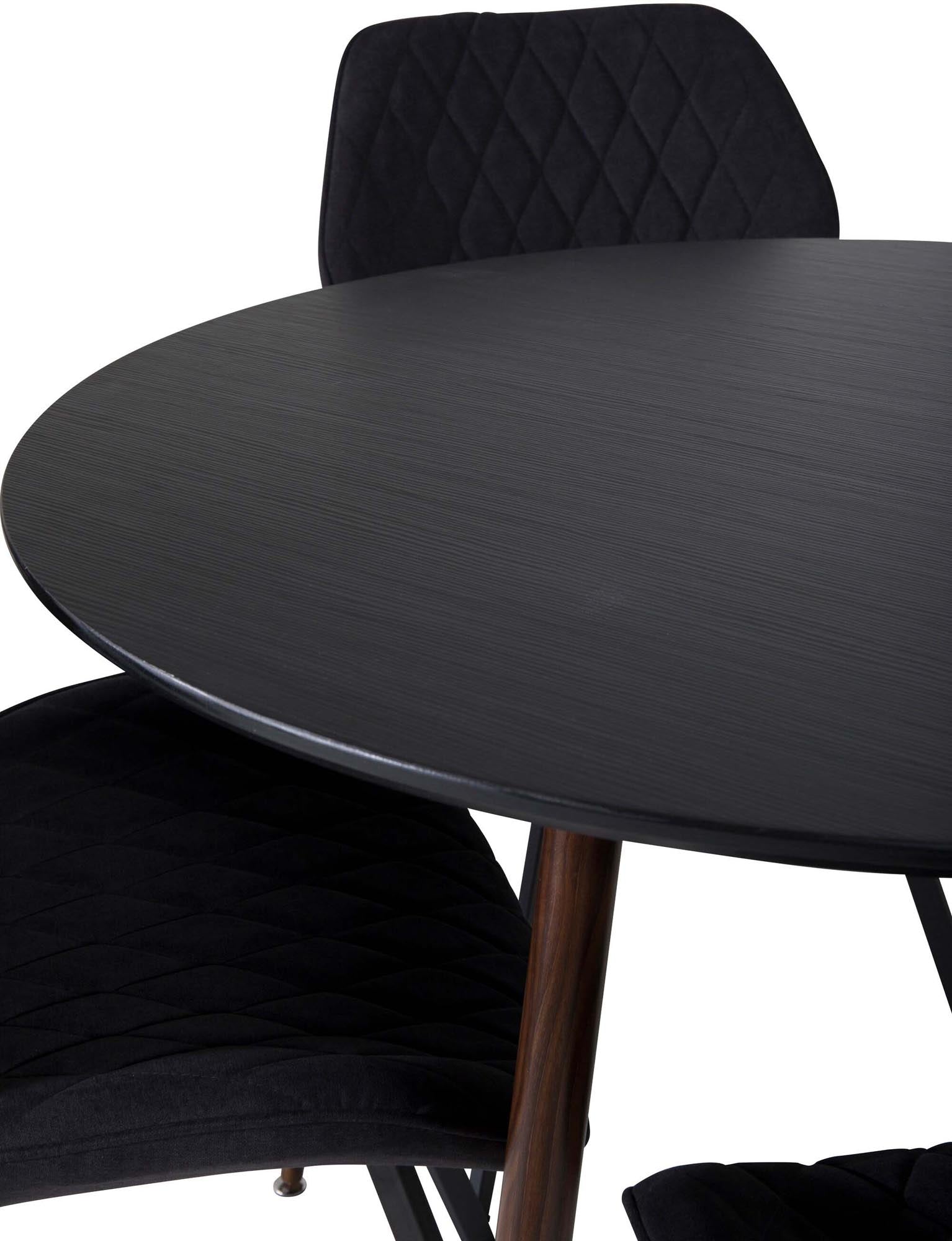 Plaza Esszimmerset + Gemma ⌀100cm/4St. in Schwarz / Braun präsentiert im Onlineshop von KAQTU Design AG. Esszimmerset ist von Venture Home
