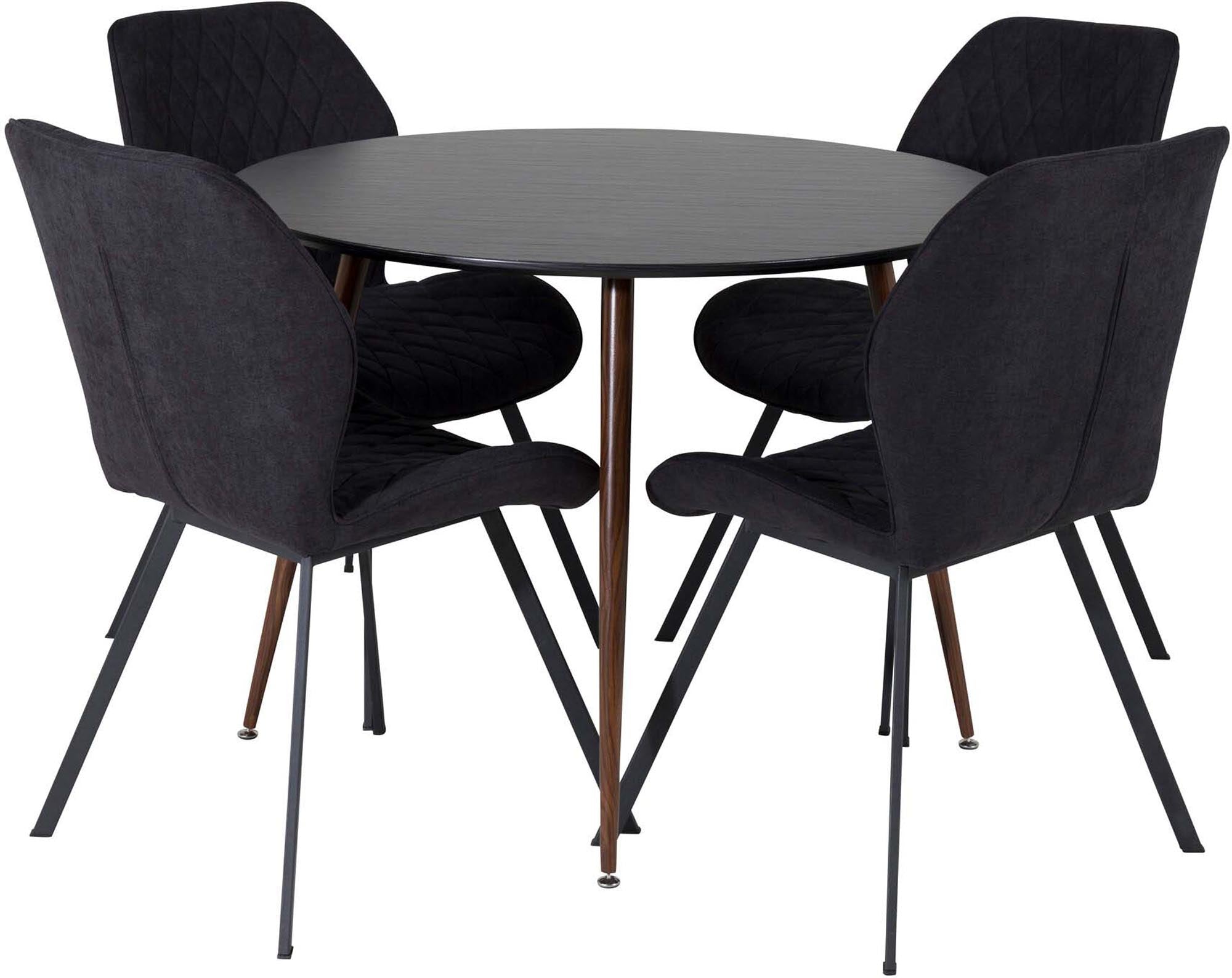 Plaza Esszimmerset + Gemma ⌀100cm/4St. in Schwarz / Braun präsentiert im Onlineshop von KAQTU Design AG. Esszimmerset ist von Venture Home