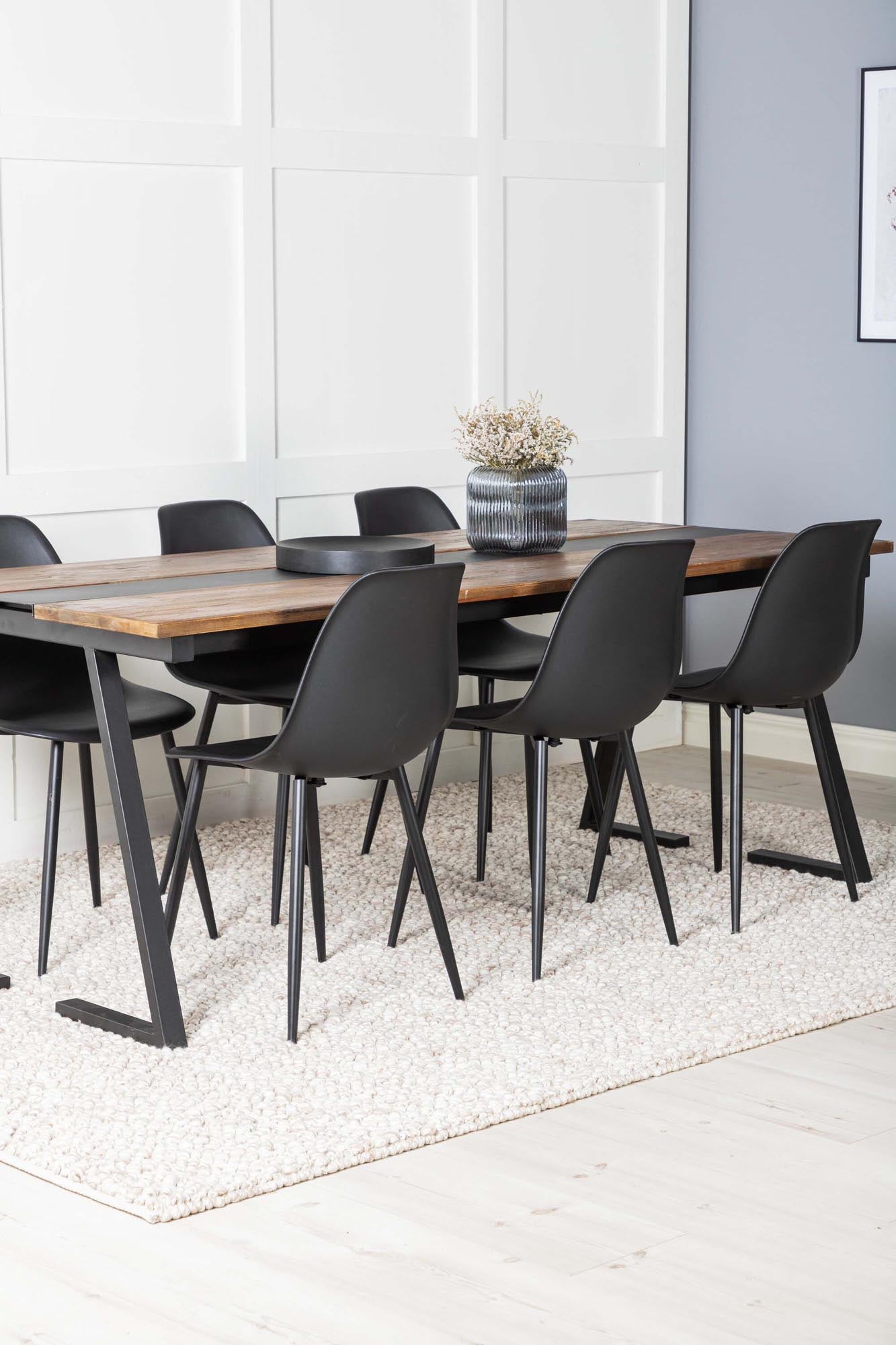 Jakarta Esszimmerset + Polar 200cm/6St. in Schwarz präsentiert im Onlineshop von KAQTU Design AG. Esszimmerset ist von Venture Home