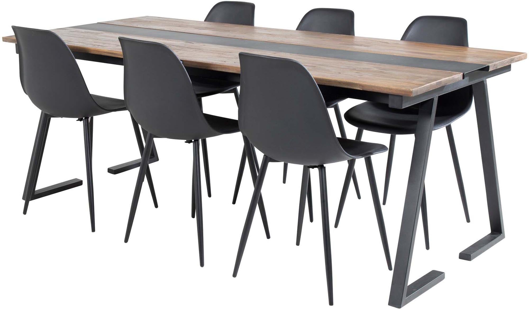 Jakarta Esszimmerset + Polar 200cm/6St. in Schwarz präsentiert im Onlineshop von KAQTU Design AG. Esszimmerset ist von Venture Home