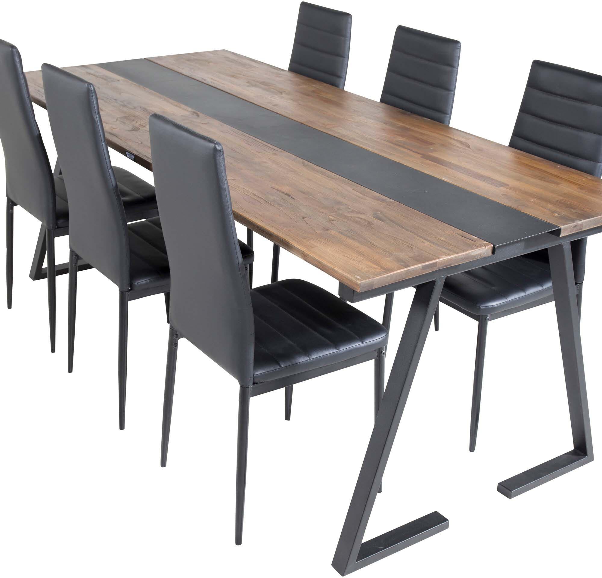 Jakarta Esszimmerset + Slim 200cm/6St. in Schwarz präsentiert im Onlineshop von KAQTU Design AG. Esszimmerset ist von Venture Home