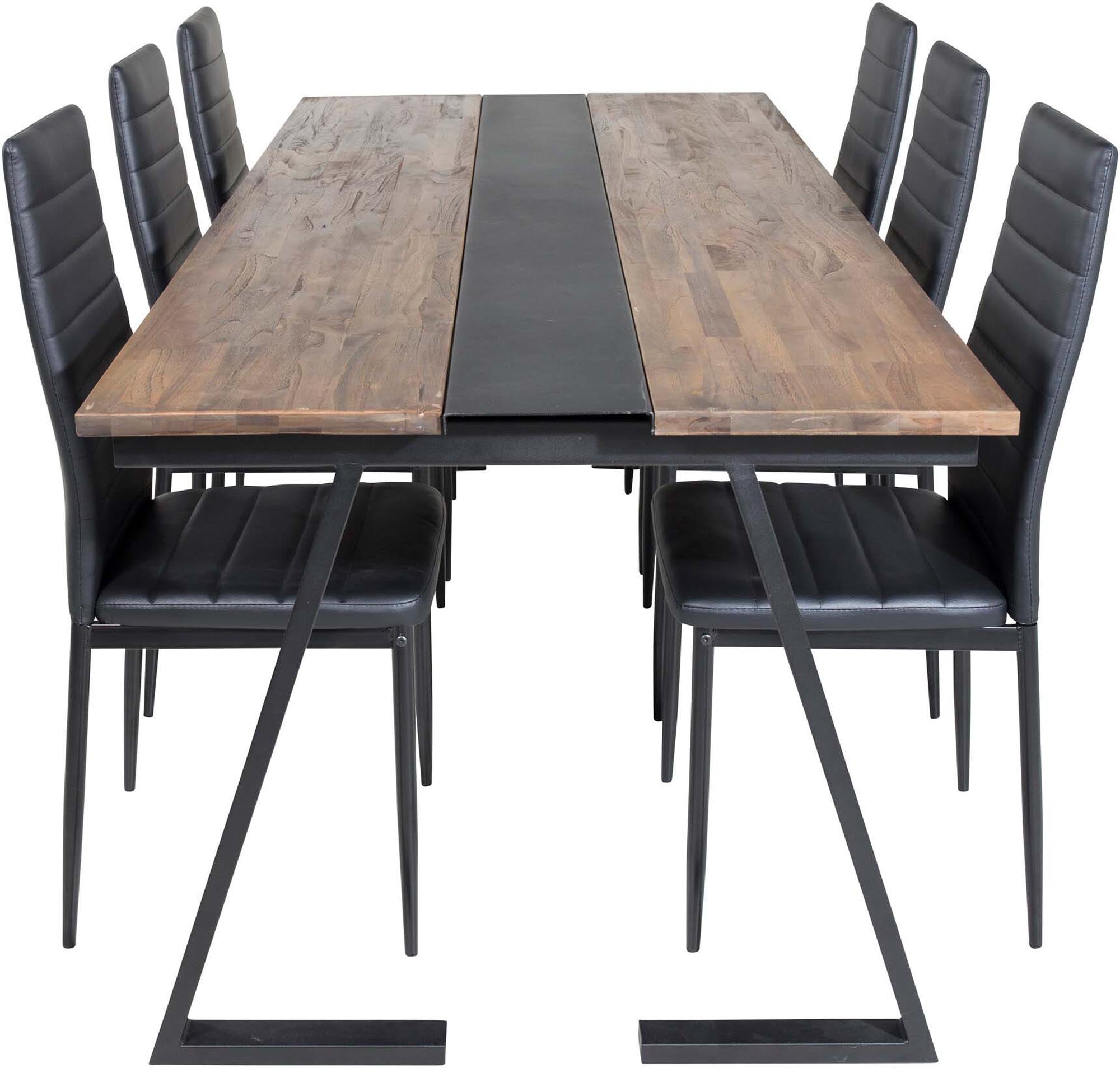 Jakarta Esszimmerset + Slim 200cm/6St. in Schwarz präsentiert im Onlineshop von KAQTU Design AG. Esszimmerset ist von Venture Home