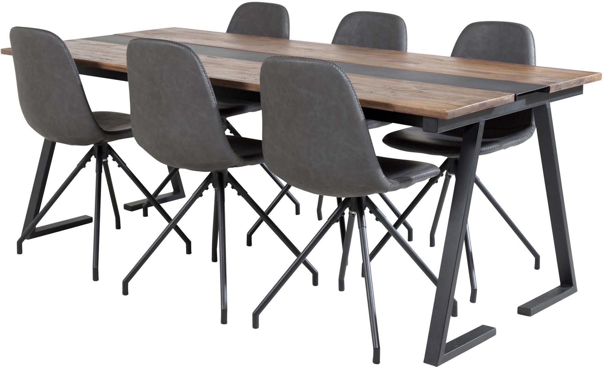 Jakarta Esszimmerset + Polar 200cm/6St. in Schwarz präsentiert im Onlineshop von KAQTU Design AG. Esszimmerset ist von Venture Home