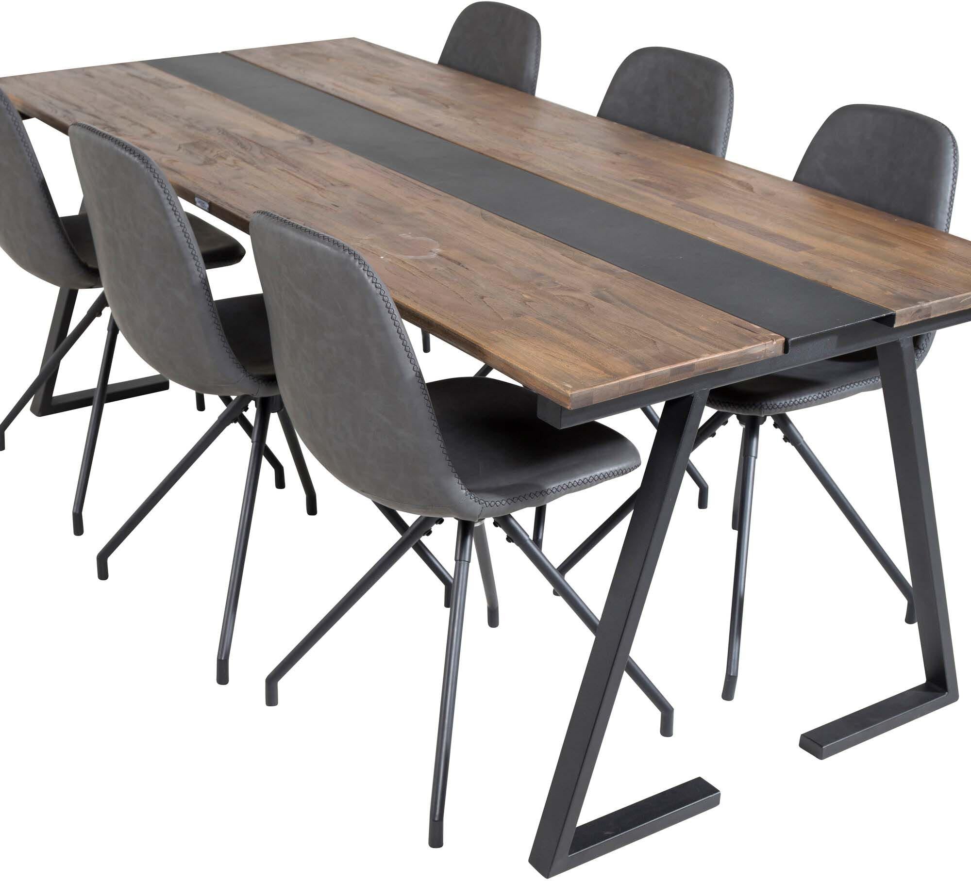Jakarta Esszimmerset + Polar 200cm/6St. in Schwarz präsentiert im Onlineshop von KAQTU Design AG. Esszimmerset ist von Venture Home