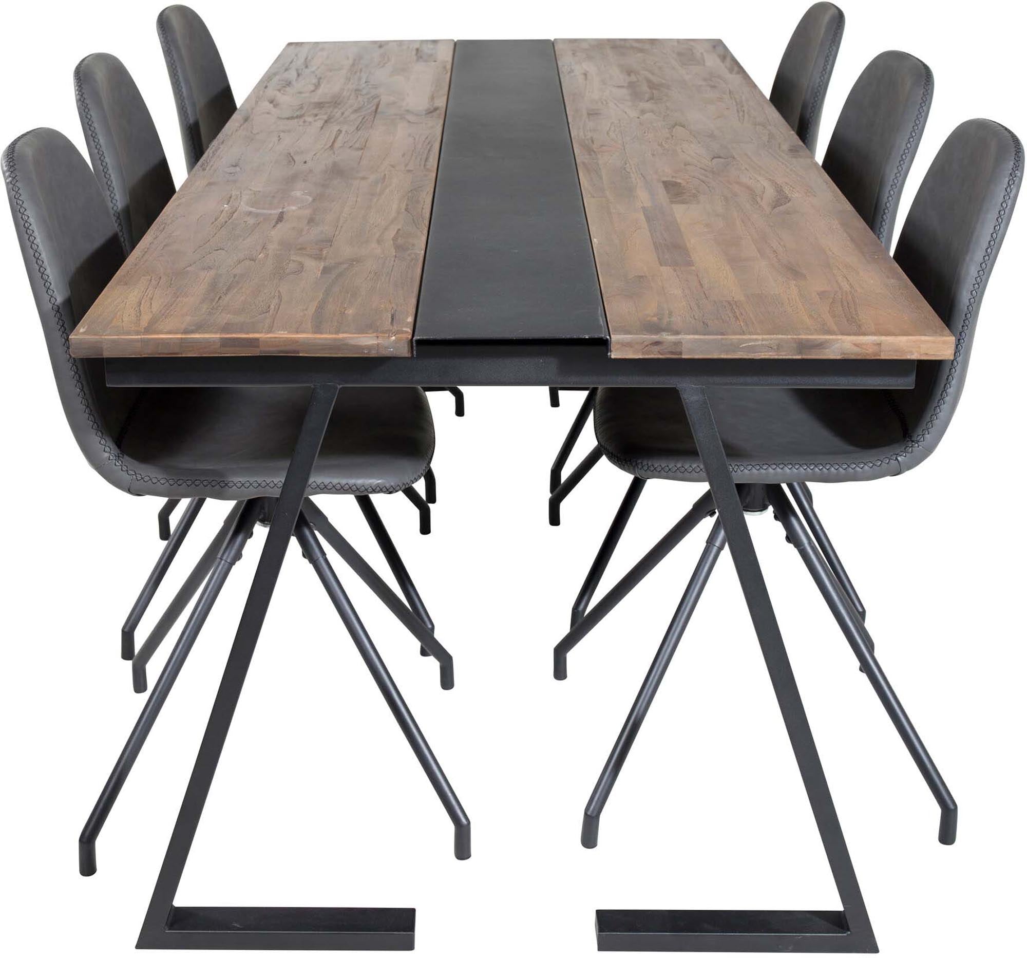 Jakarta Esszimmerset + Polar 200cm/6St. in Schwarz präsentiert im Onlineshop von KAQTU Design AG. Esszimmerset ist von Venture Home