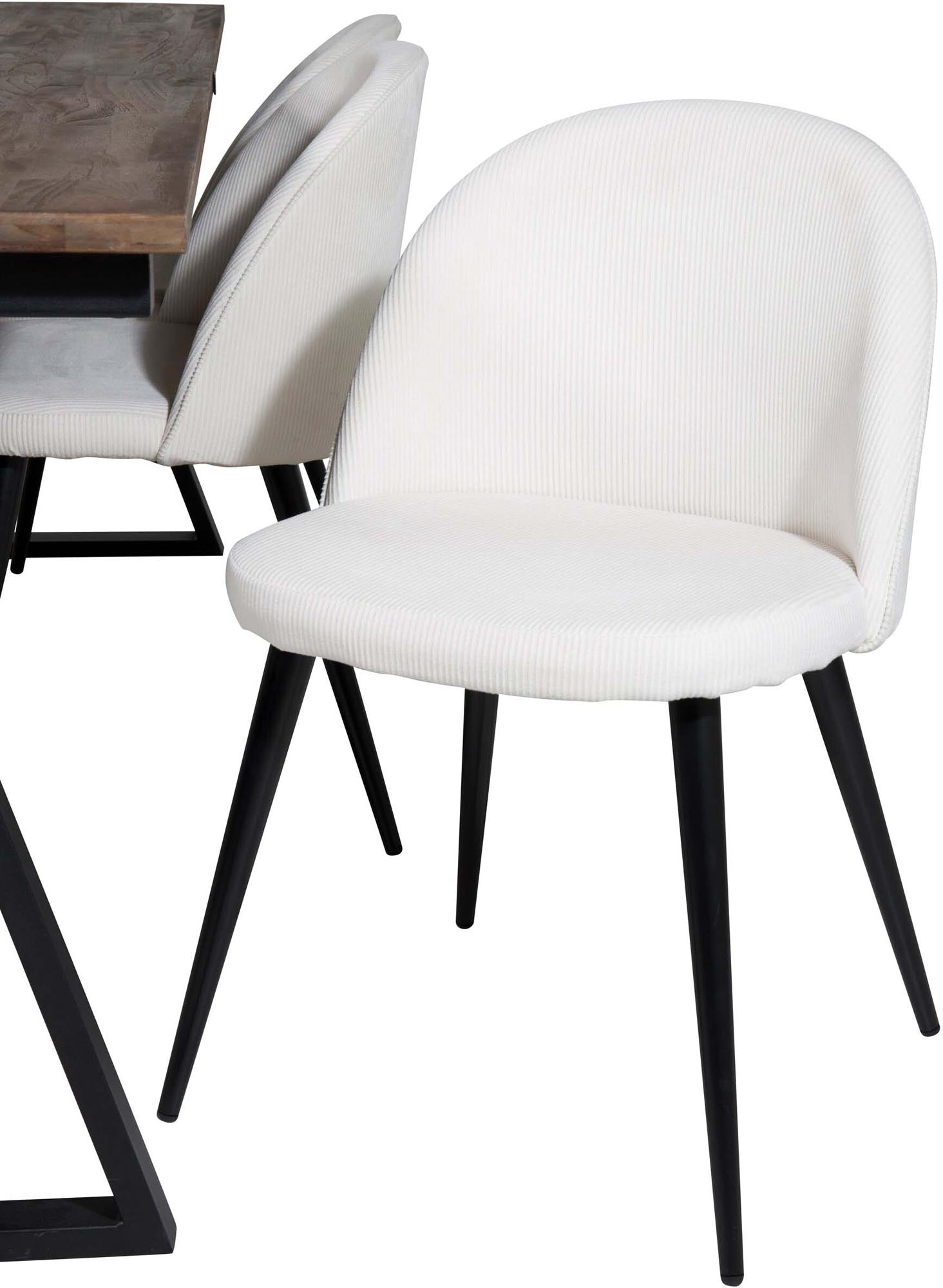 Jakarta Esszimmerset + Velvet 200cm/6St. in Schwarz-Weiss präsentiert im Onlineshop von KAQTU Design AG. Esszimmerset ist von Venture Home