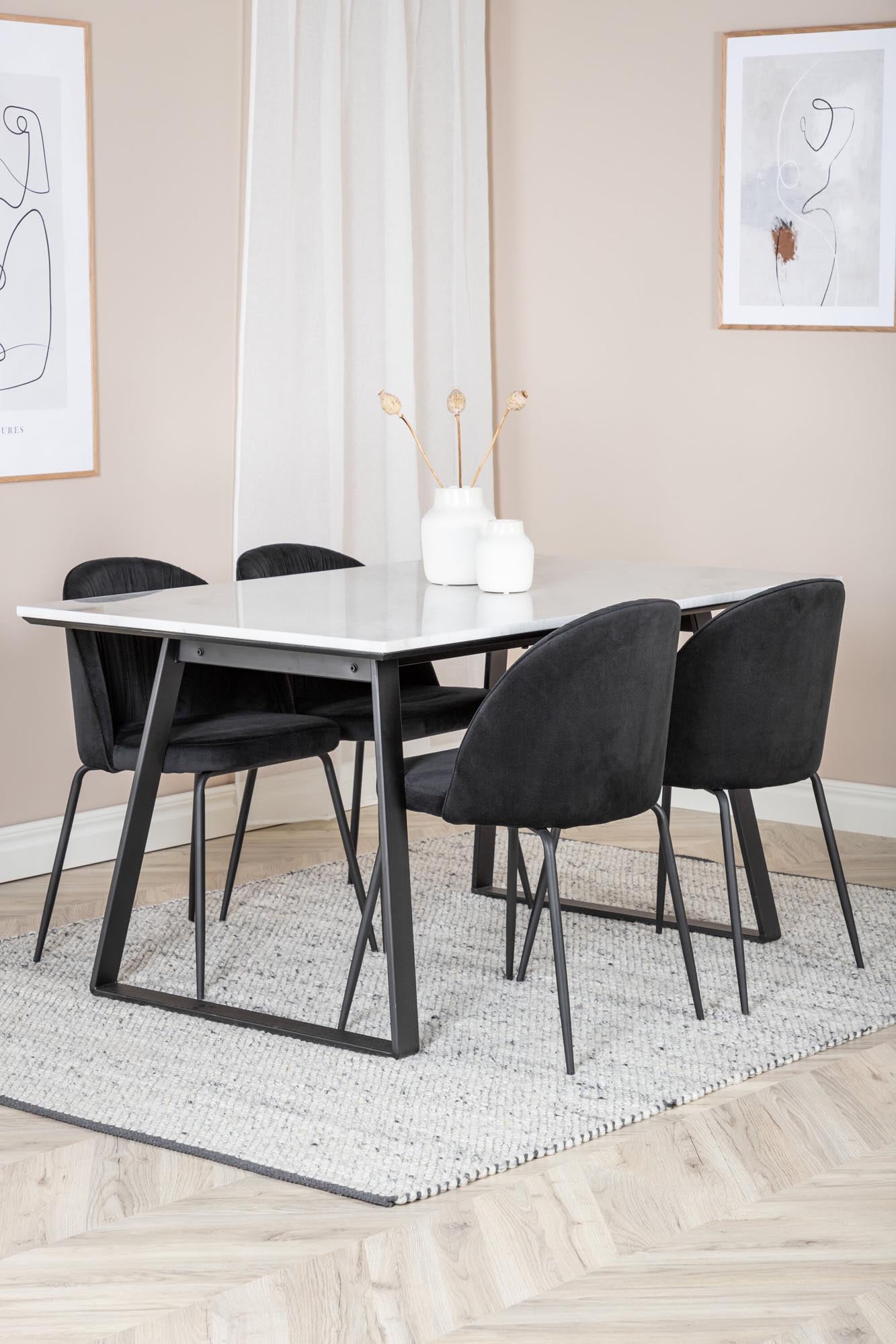Estelle Esszimmerset + Wrinkles 140cm/4St. in Schwarz präsentiert im Onlineshop von KAQTU Design AG. Esszimmerset ist von Venture Home