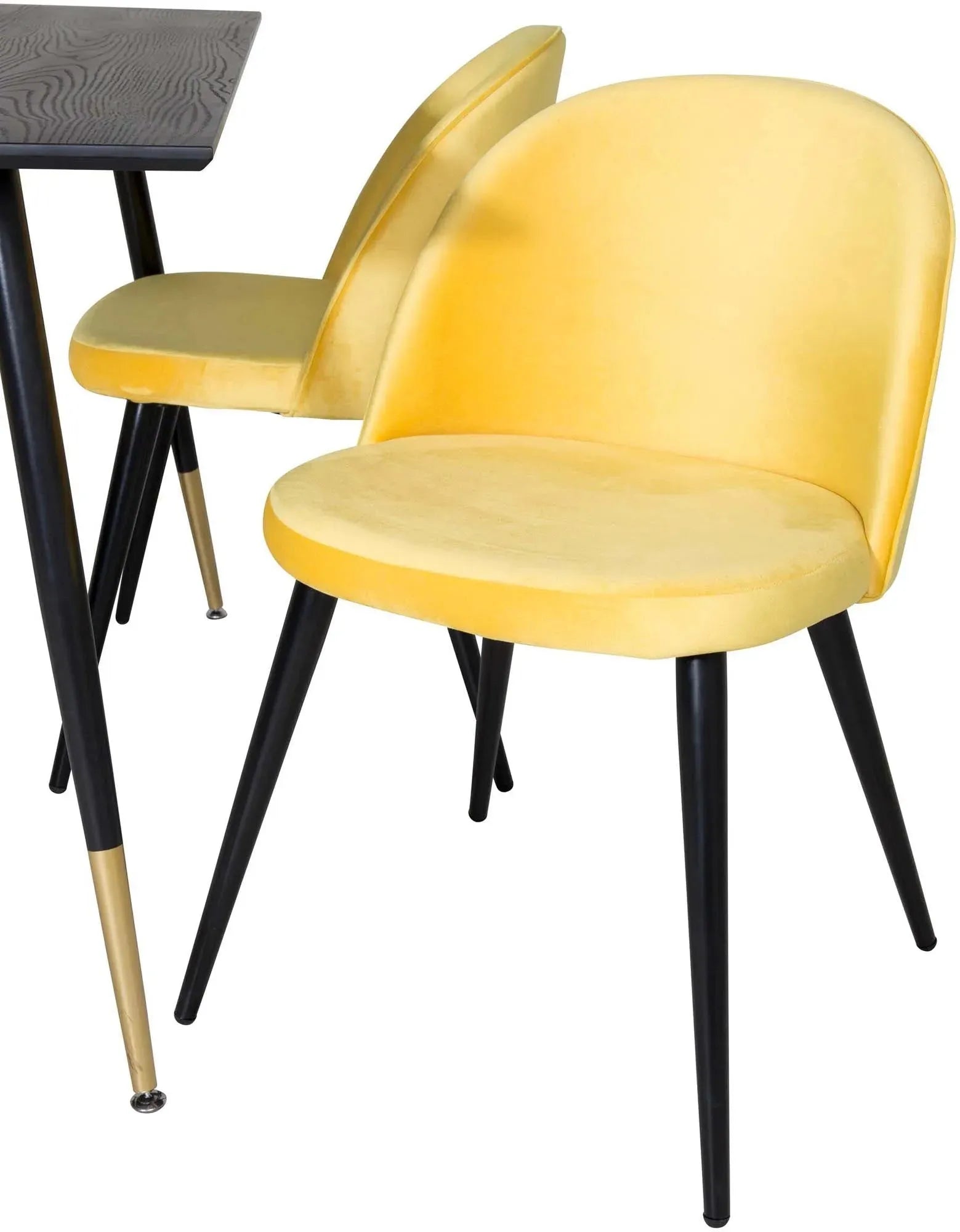 Stilvolles Dipp Esszimmerset 120cm mit 4 samtigen Stühlen.