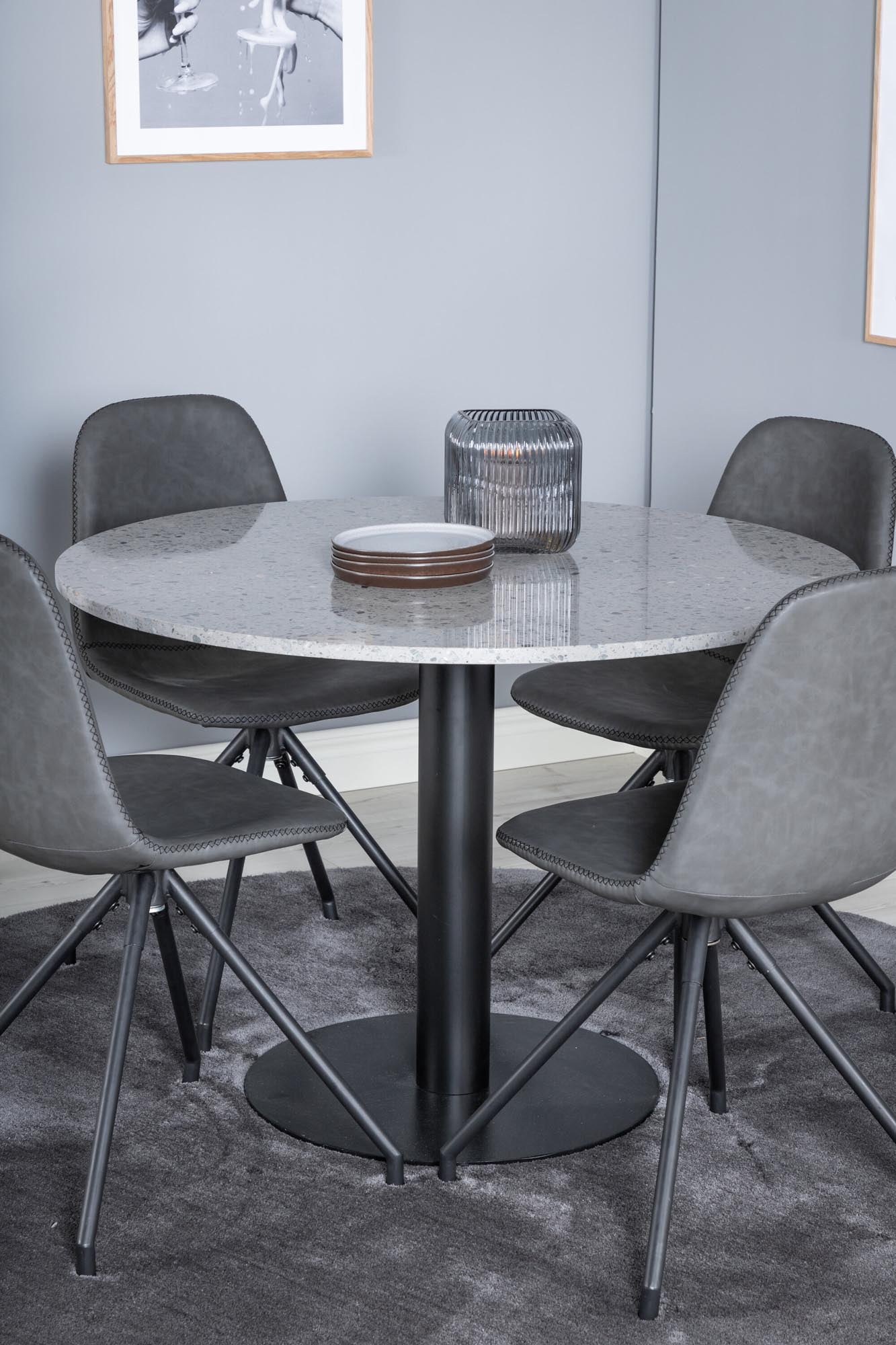 Razzia Esszimmerset + Polar ⌀106cm/4St. in Weiss / Grau / Schwarz präsentiert im Onlineshop von KAQTU Design AG. Esszimmerset ist von Venture Home