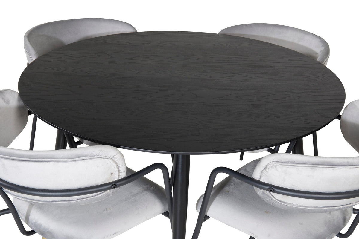Dipp Esszimmerset + Arrow ⌀115cm/4St. in Schwarzgrau präsentiert im Onlineshop von KAQTU Design AG. Esszimmerset ist von Venture Home