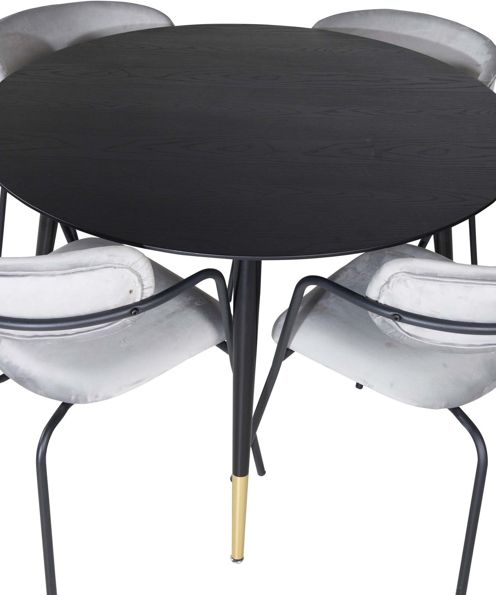 Dipp Esszimmerset + Arrow ⌀115cm/4St. in Schwarzgrau präsentiert im Onlineshop von KAQTU Design AG. Esszimmerset ist von Venture Home