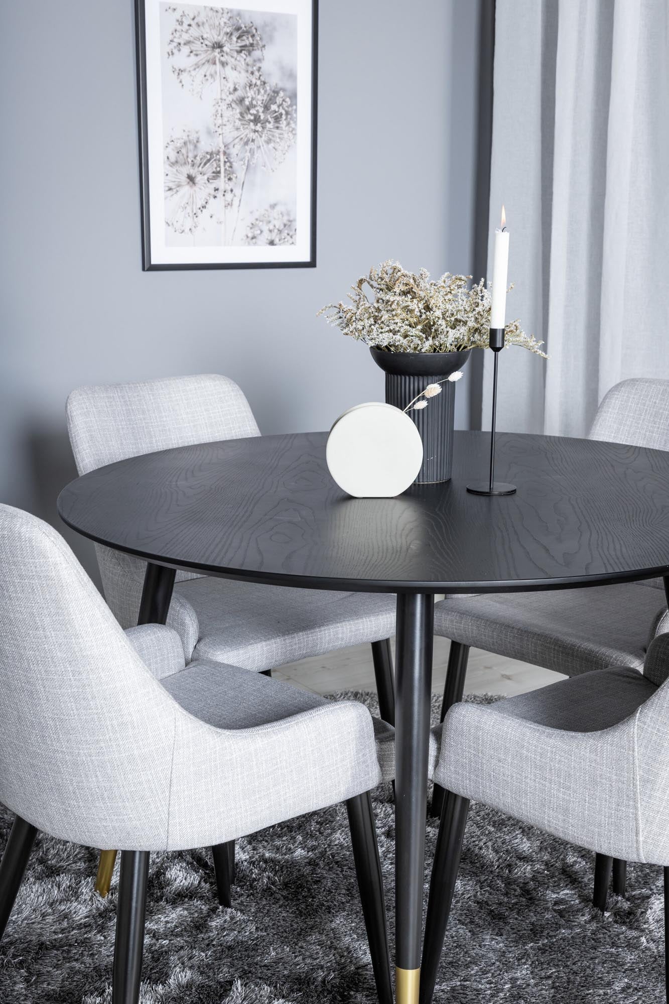 Dipp Esszimmerset + Plaza ⌀115cm/4St. in Schwarzgrau präsentiert im Onlineshop von KAQTU Design AG. Esszimmerset ist von Venture Home