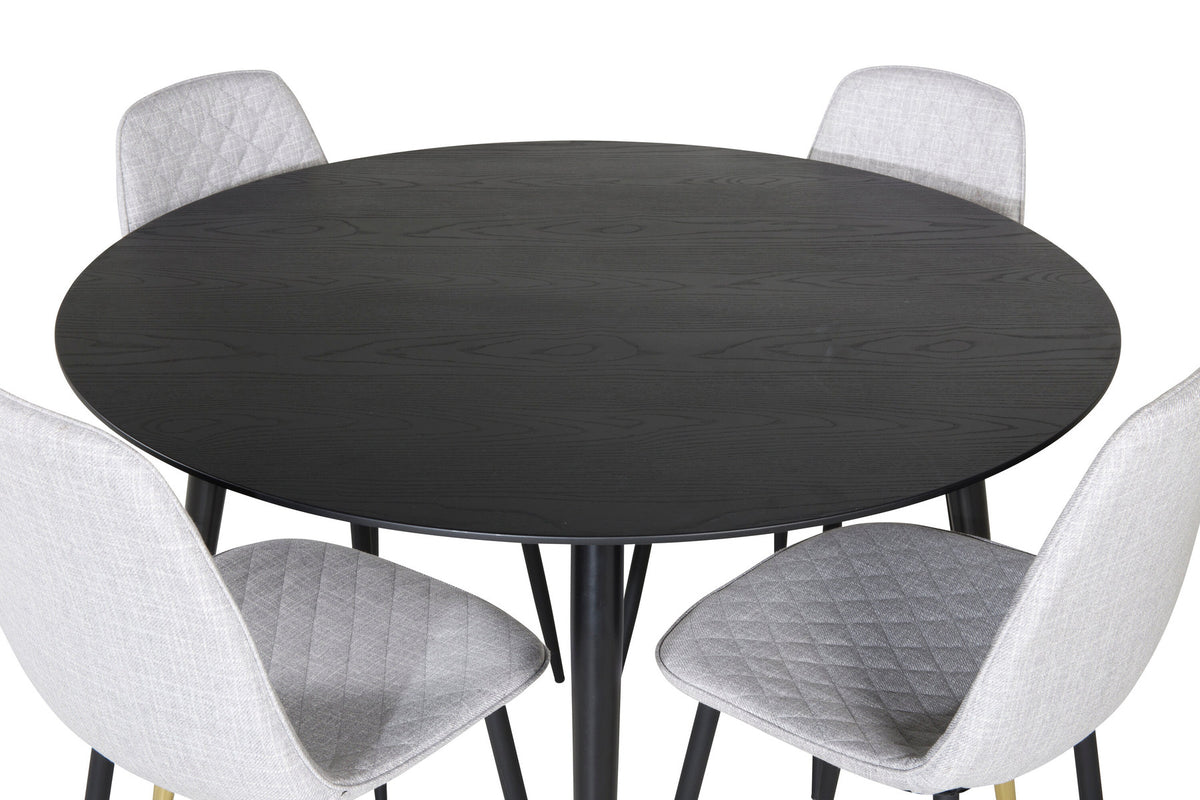 Dipp Esszimmerset + Polar ⌀115cm/4St. in Schwarz / Grau präsentiert im Onlineshop von KAQTU Design AG. Esszimmerset ist von Venture Home
