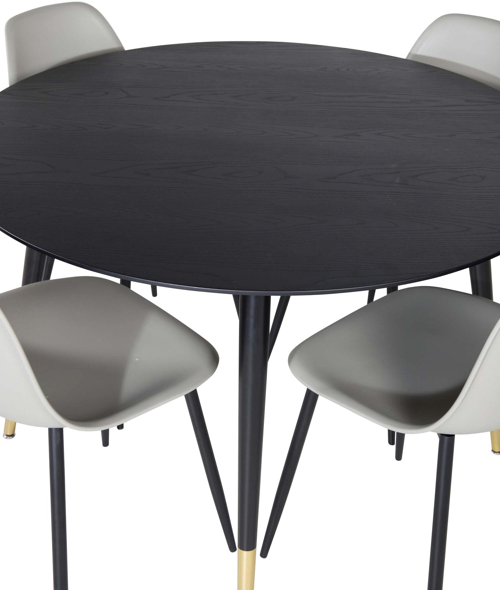 Dipp Esszimmerset + Polar ⌀115cm/4St. in Schwarz / Hellgrau präsentiert im Onlineshop von KAQTU Design AG. Esszimmerset ist von Venture Home