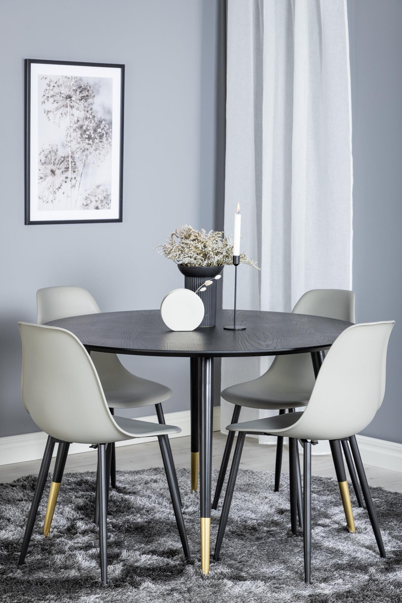 Dipp Esszimmerset + Polar ⌀115cm/4St. in Schwarz / Hellgrau präsentiert im Onlineshop von KAQTU Design AG. Esszimmerset ist von Venture Home