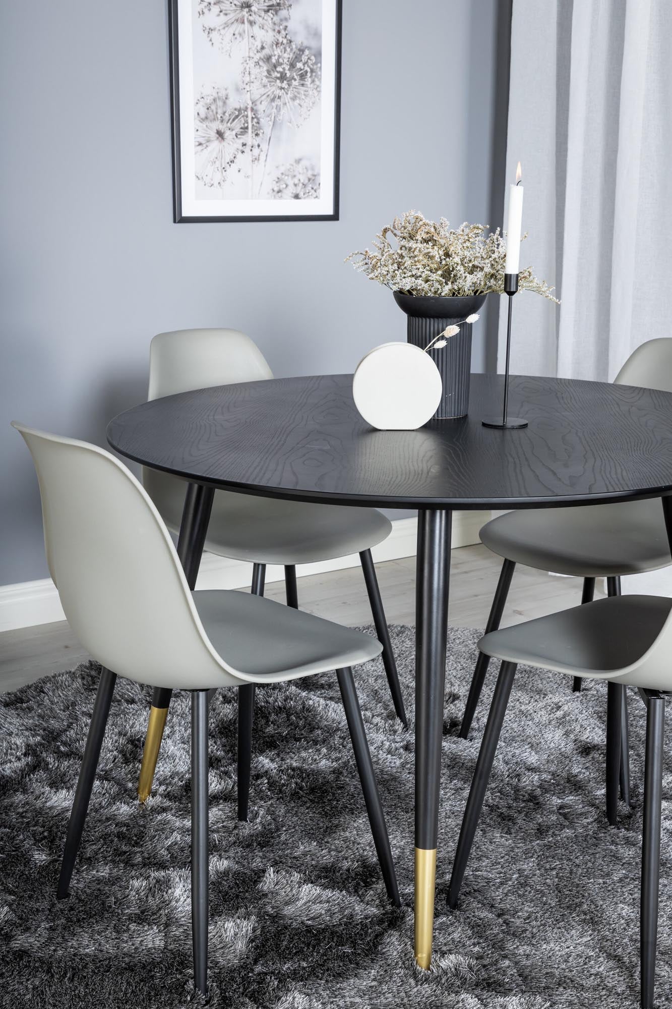 Dipp Esszimmerset + Polar ⌀115cm/4St. in Schwarz / Hellgrau präsentiert im Onlineshop von KAQTU Design AG. Esszimmerset ist von Venture Home