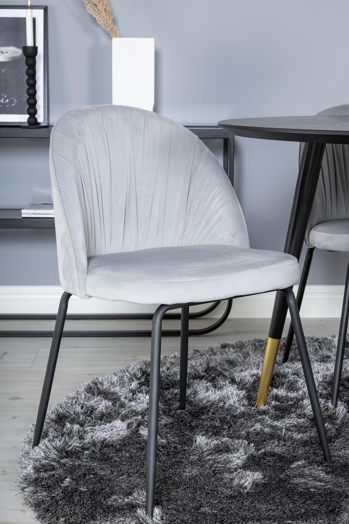 Dipp Esszimmerset + Wrinkles ⌀115cm/4St. in Schwarzgrau präsentiert im Onlineshop von KAQTU Design AG. Esszimmerset ist von Venture Home
