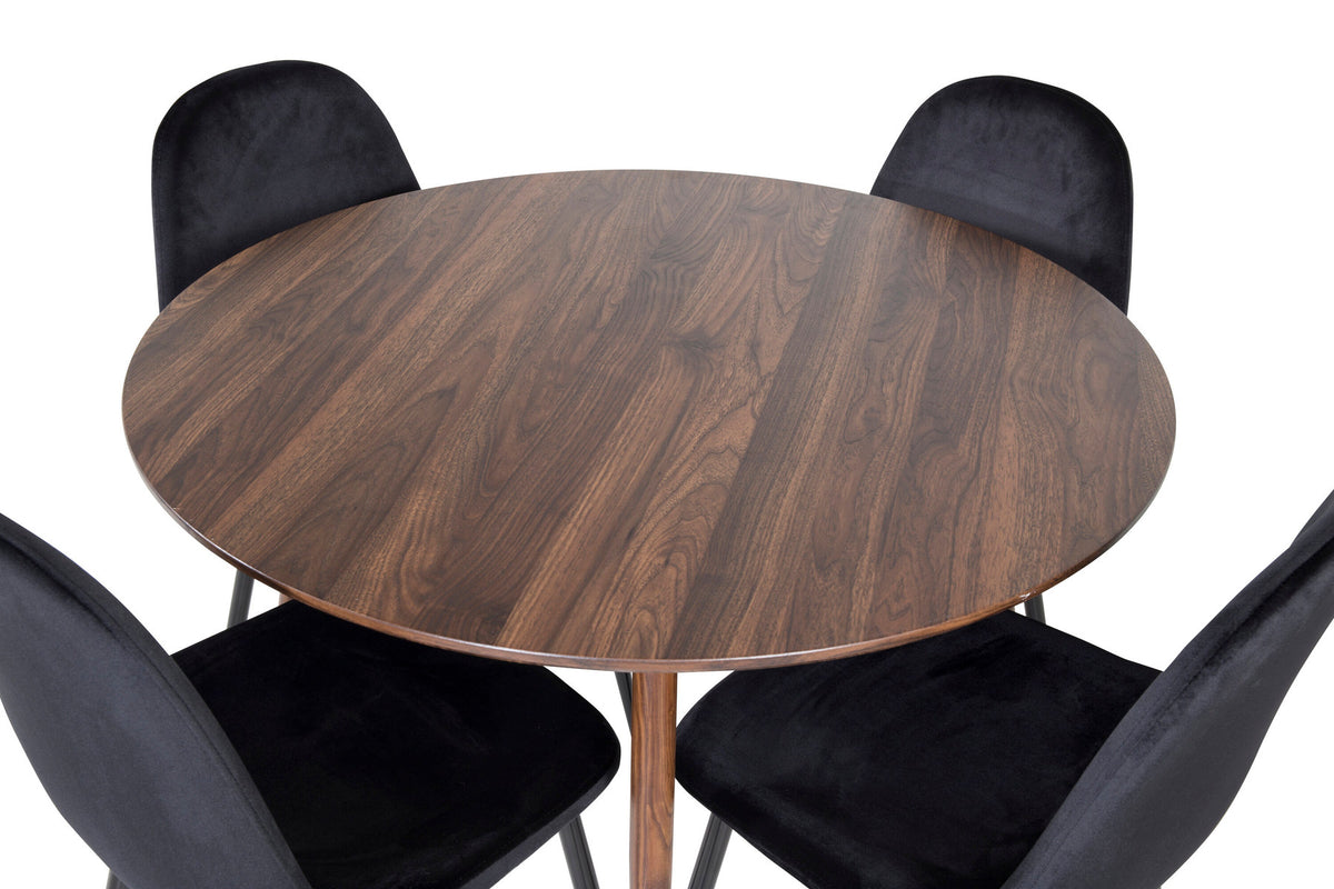 Plaza Esszimmerset + Polar ⌀100cm/4St. in Braun / Schwarz präsentiert im Onlineshop von KAQTU Design AG. Esszimmerset ist von Venture Home