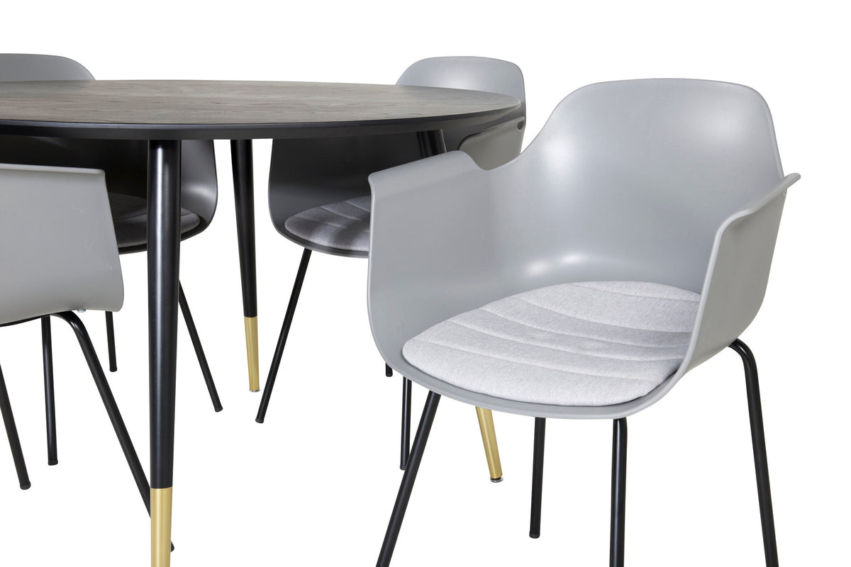 Dipp Esszimmerset + Comfort ⌀115cm/4St. in Schwarzgrau präsentiert im Onlineshop von KAQTU Design AG. Esszimmerset ist von Venture Home