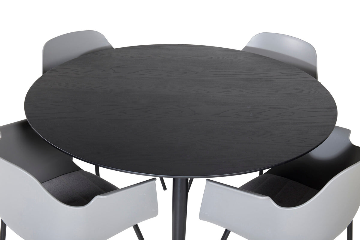 Dipp Esszimmerset + Comfort ⌀115cm/4St. in Schwarzgrau präsentiert im Onlineshop von KAQTU Design AG. Esszimmerset ist von Venture Home