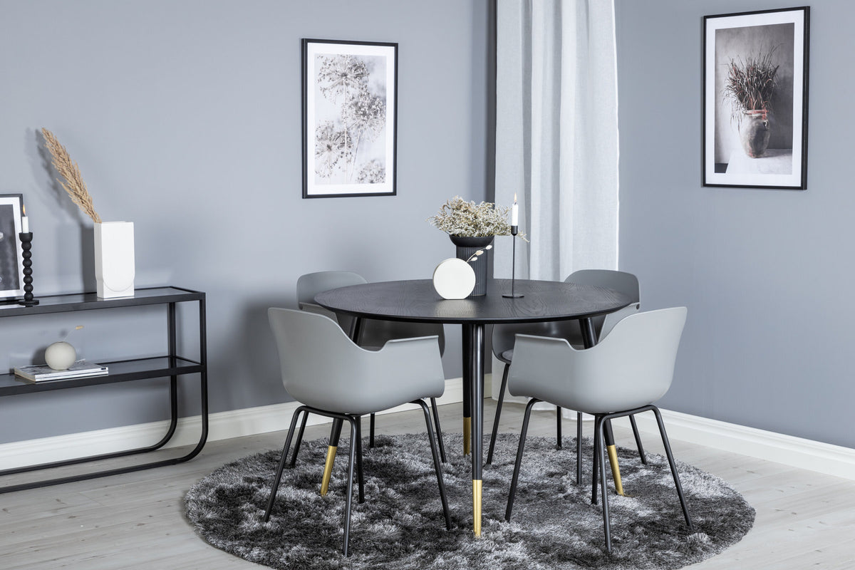 Dipp Esszimmerset + Comfort ⌀115cm/4St. in Schwarzgrau präsentiert im Onlineshop von KAQTU Design AG. Esszimmerset ist von Venture Home