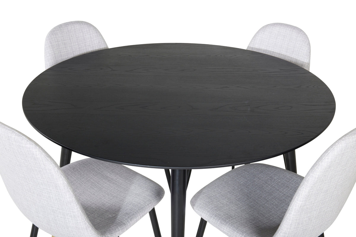 Dipp Esszimmerset + Polar ⌀115cm/4St. in Schwarzgrau präsentiert im Onlineshop von KAQTU Design AG. Esszimmerset ist von Venture Home