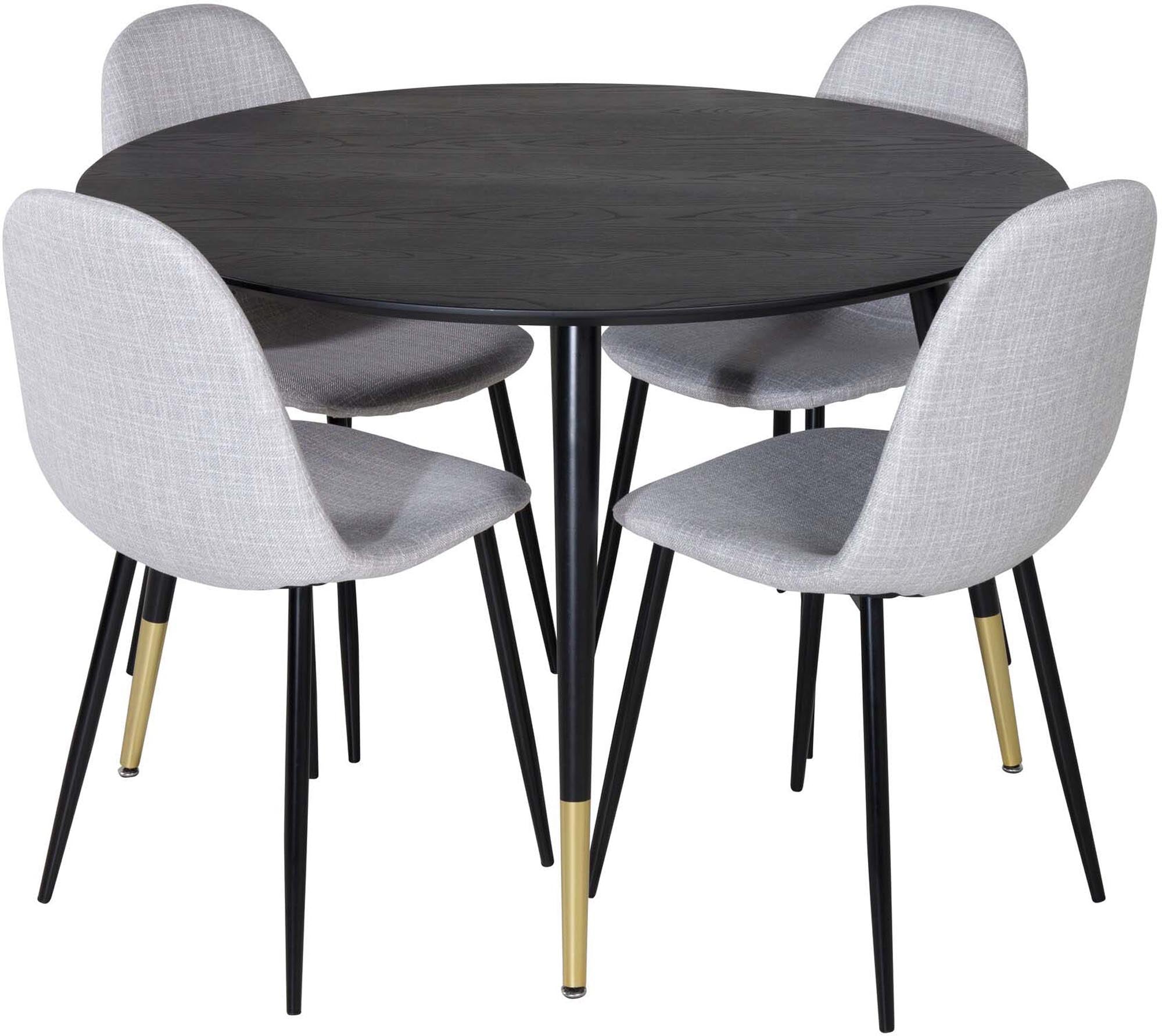 Dipp Esszimmerset + Polar ⌀115cm/4St. in Schwarzgrau präsentiert im Onlineshop von KAQTU Design AG. Esszimmerset ist von Venture Home