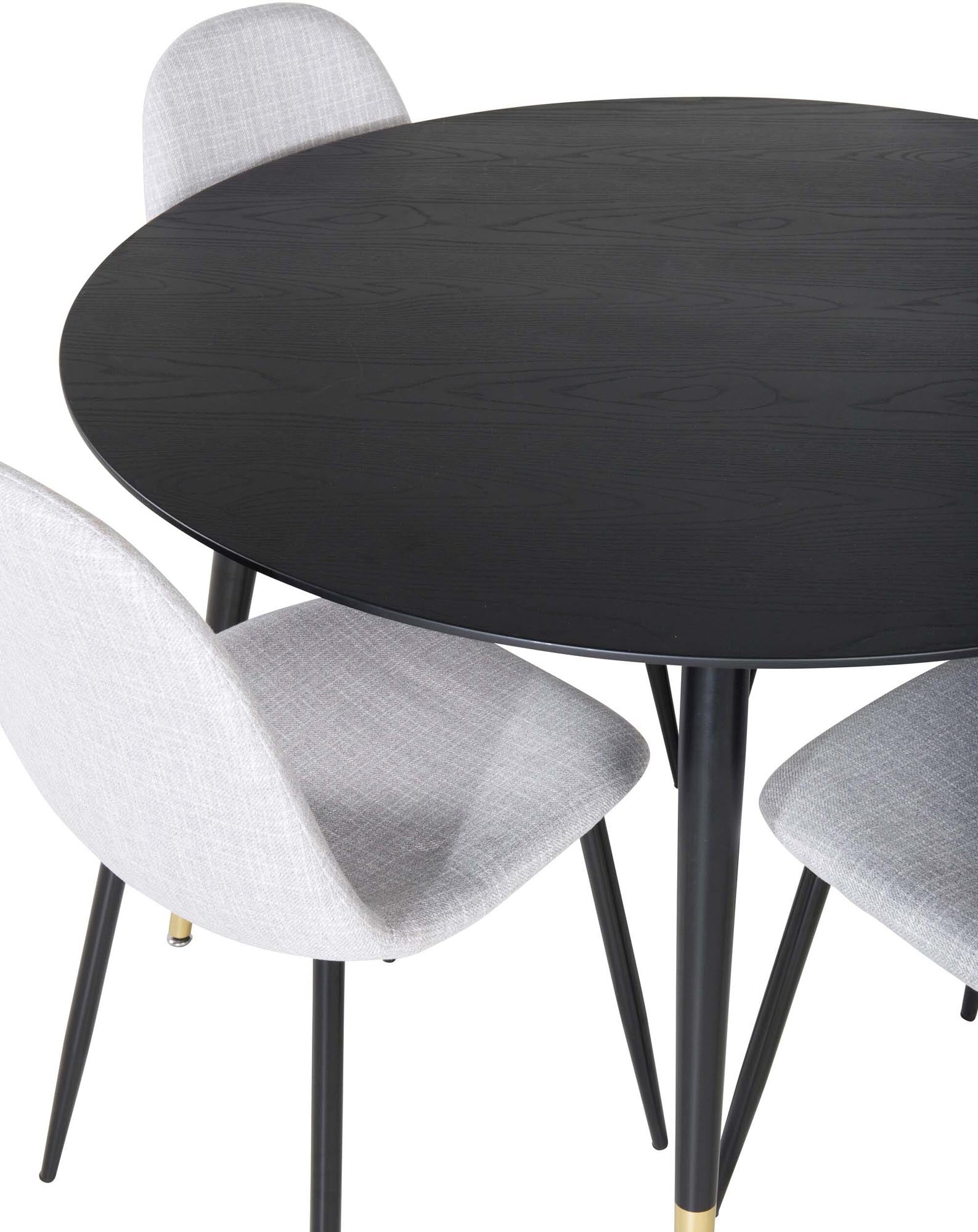 Dipp Esszimmerset + Polar ⌀115cm/4St. in Schwarzgrau präsentiert im Onlineshop von KAQTU Design AG. Esszimmerset ist von Venture Home
