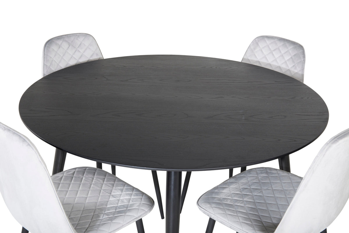 Dipp Esszimmerset + Polar ⌀115cm/4St. in Schwarz / Grau präsentiert im Onlineshop von KAQTU Design AG. Esszimmerset ist von Venture Home