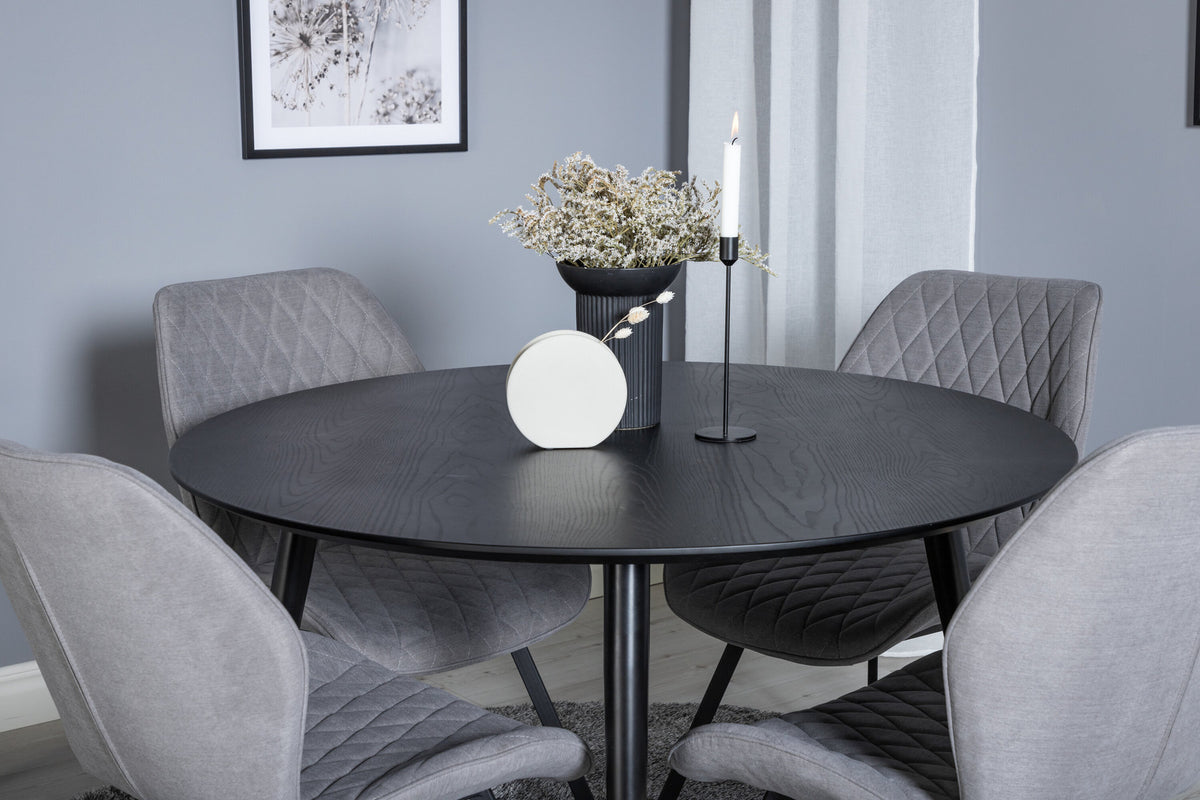 Dipp Esszimmerset + Gemma ⌀115cm/4St. in Schwarzgrau präsentiert im Onlineshop von KAQTU Design AG. Esszimmerset ist von Venture Home