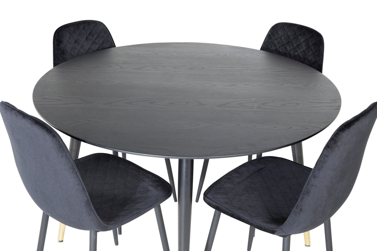 Dipp Esszimmerset + Polar ⌀115cm/4St. in Schwarz / Gold präsentiert im Onlineshop von KAQTU Design AG. Esszimmerset ist von Venture Home