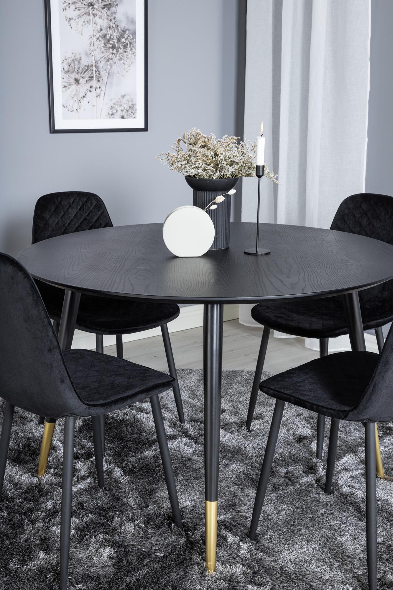 Dipp Esszimmerset + Polar ⌀115cm/4St. in Schwarz / Gold präsentiert im Onlineshop von KAQTU Design AG. Esszimmerset ist von Venture Home