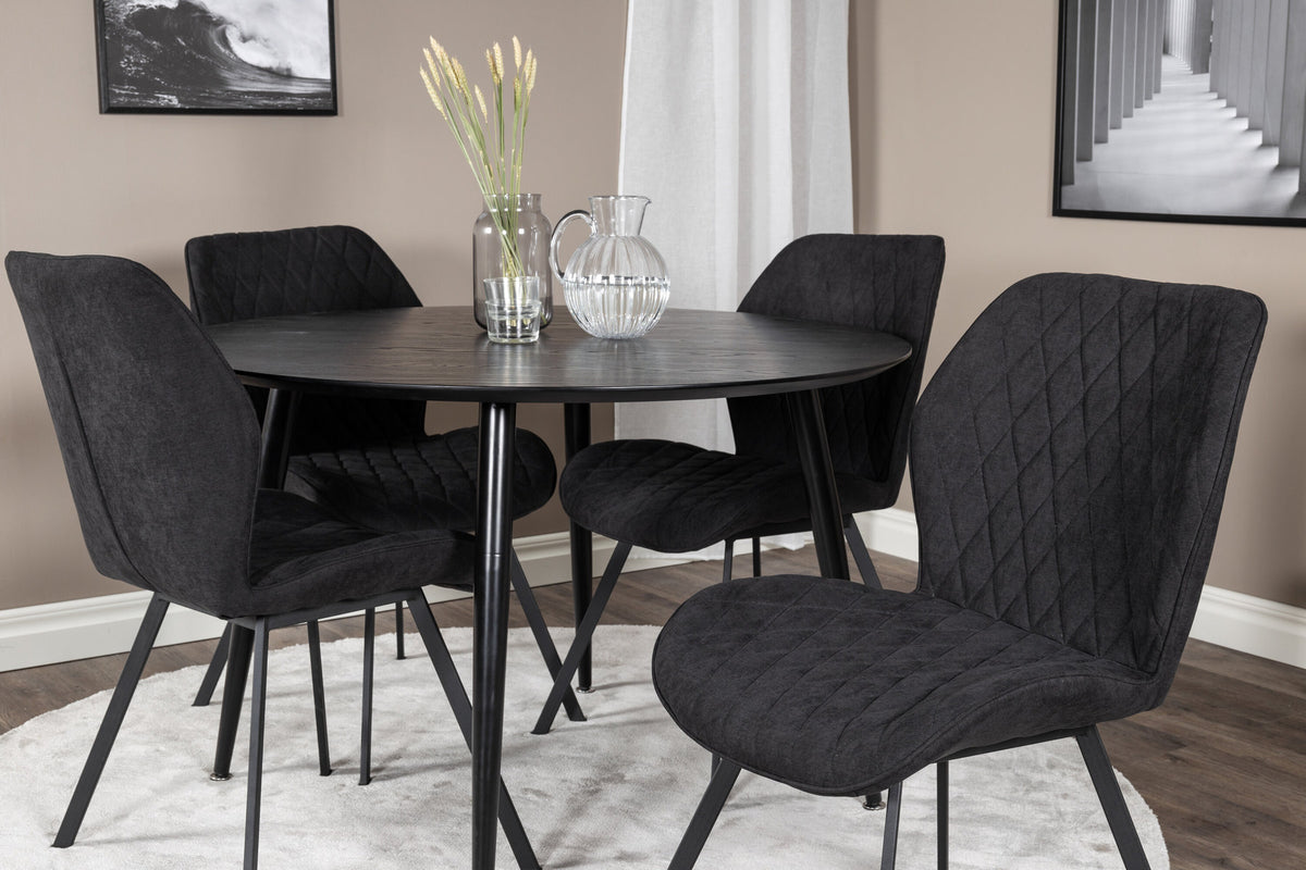 Dipp Esszimmerset + Gemma ⌀115cm/4St. in Schwarz präsentiert im Onlineshop von KAQTU Design AG. Esszimmerset ist von Venture Home