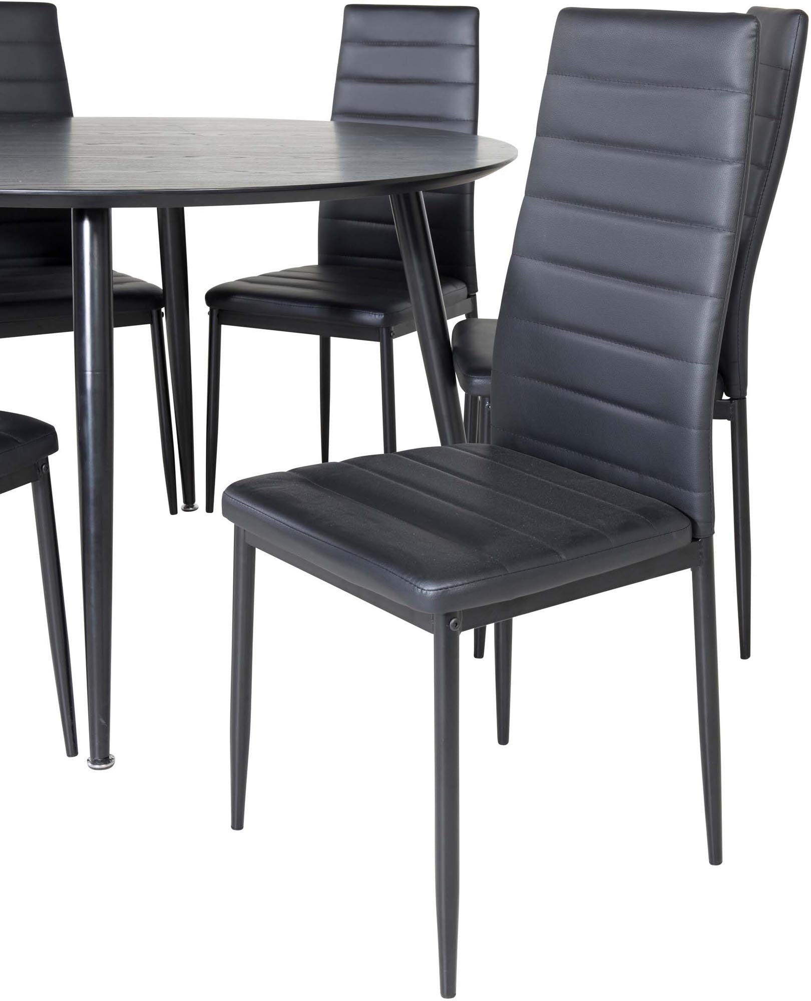 Dipp Esszimmerset + Slim ⌀115cm/6St. in Schwarz präsentiert im Onlineshop von KAQTU Design AG. Esszimmerset ist von Venture Home