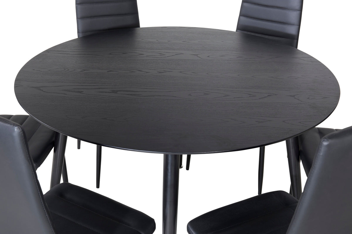 Dipp Esszimmerset + Slim ⌀115cm/6St. in Schwarz präsentiert im Onlineshop von KAQTU Design AG. Esszimmerset ist von Venture Home