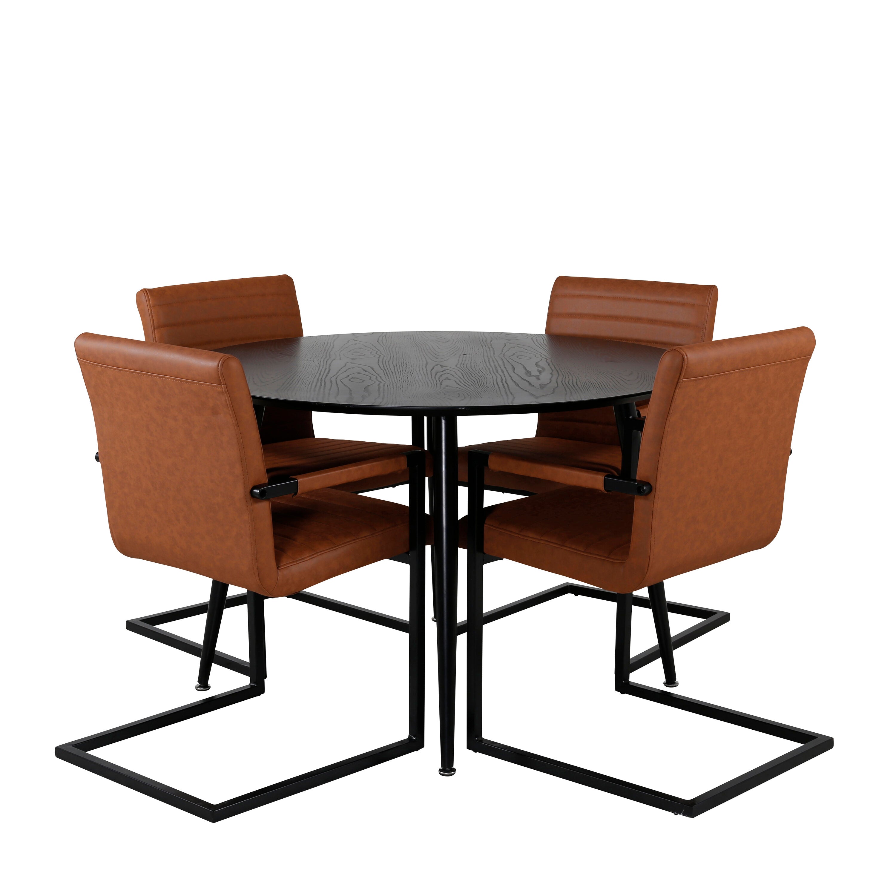 Dipp Esszimmerset + Art ⌀115cm/4St. in Schwarz Braun präsentiert im Onlineshop von KAQTU Design AG. Esszimmerset ist von Venture Home
