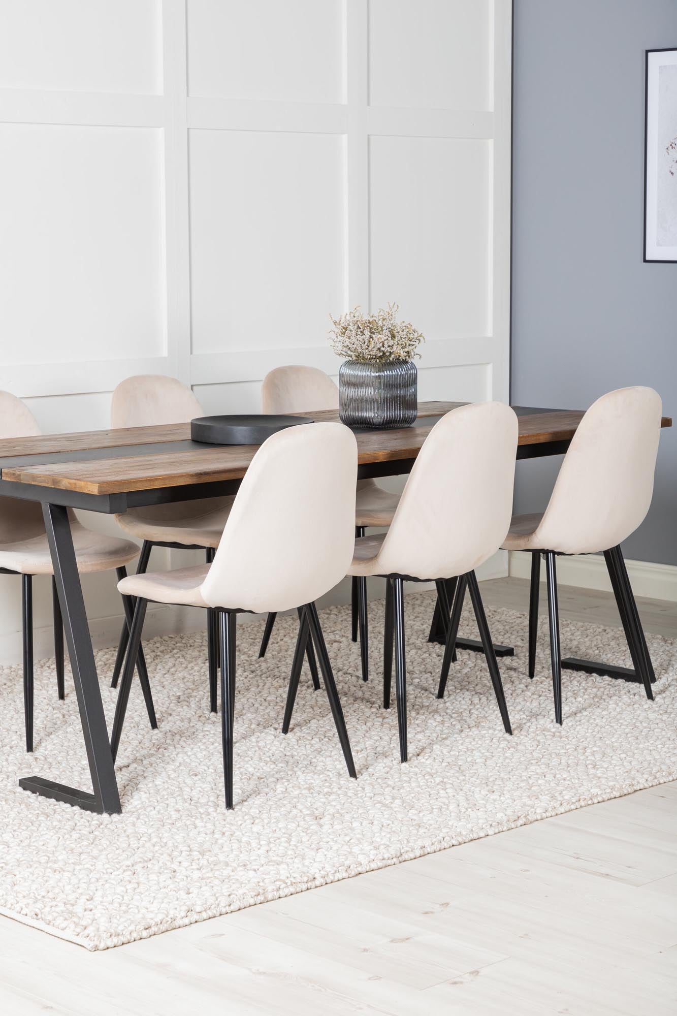Jakarta Esszimmerset + Polar 200cm/6St. in Beige, Schwarz präsentiert im Onlineshop von KAQTU Design AG. Esszimmerset ist von Venture Home