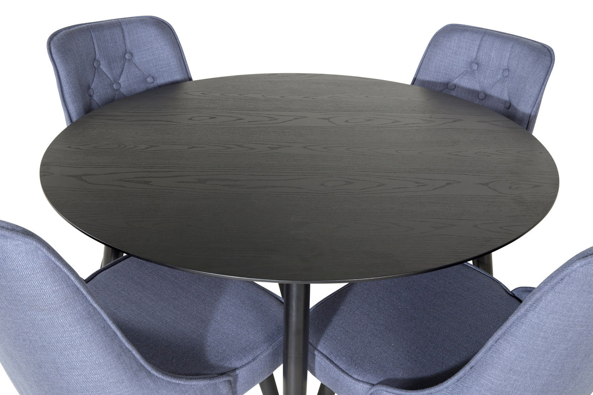 Dipp Esszimmerset + Velvet Deluxe ⌀115cm/4St. in Schwarz Blau präsentiert im Onlineshop von KAQTU Design AG. Esszimmerset ist von Venture Home