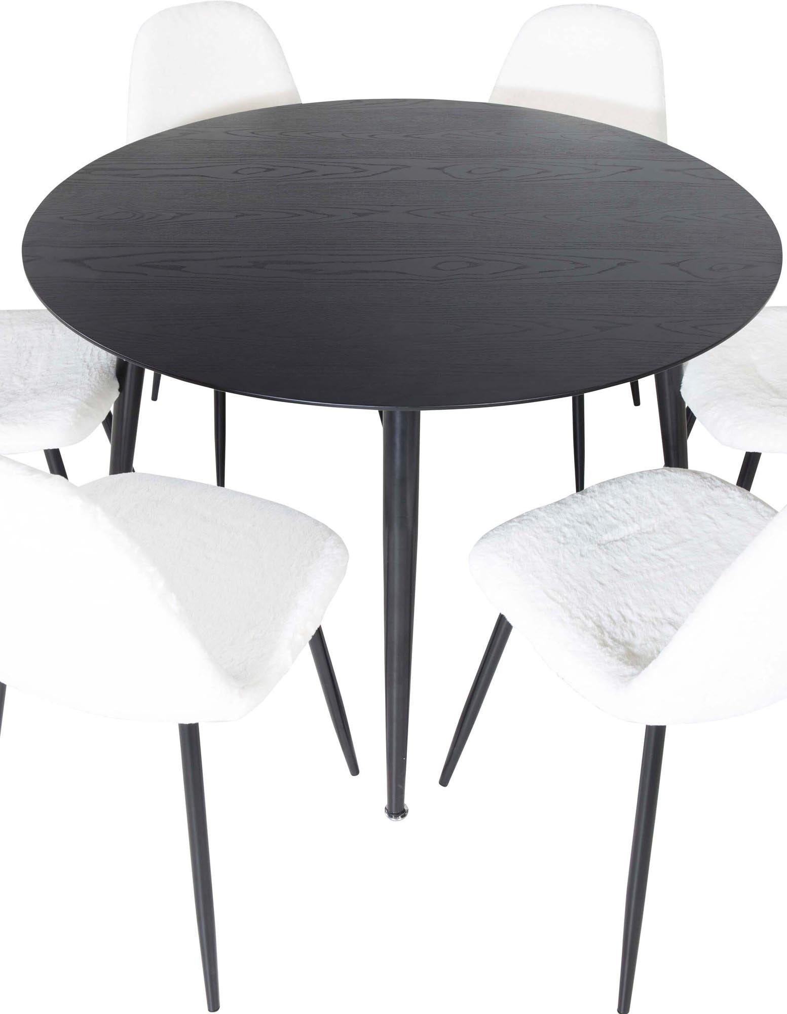 Dipp Esszimmerset + Polar Fluff ⌀115cm/6St. in Schwarz-Weiss präsentiert im Onlineshop von KAQTU Design AG. Esszimmerset ist von Venture Home