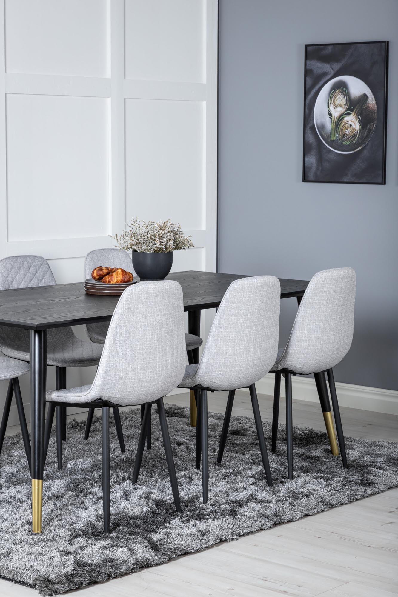 Dipp Esszimmerset + Polar Diamond 180cm/6St. in Schwarz / Grau präsentiert im Onlineshop von KAQTU Design AG. Esszimmerset ist von Venture Home