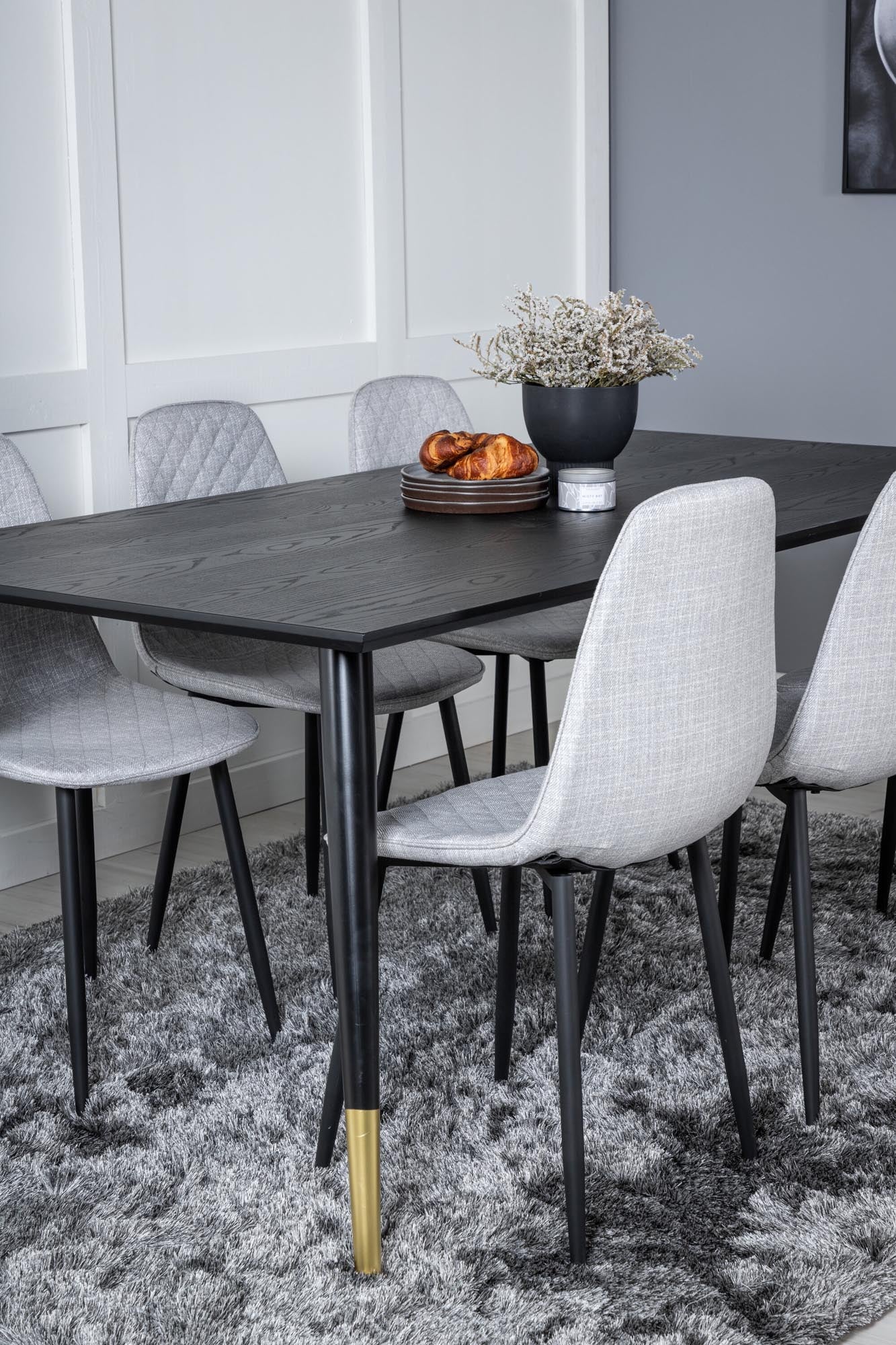 Dipp Esszimmerset + Polar Diamond 180cm/6St. in Schwarz / Grau präsentiert im Onlineshop von KAQTU Design AG. Esszimmerset ist von Venture Home