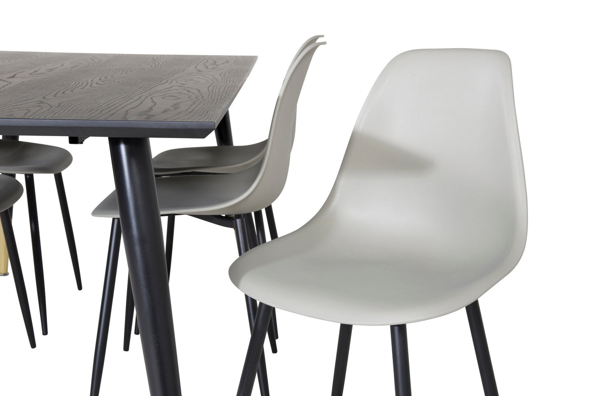 Dipp Esszimmerset + Polar Plastic 180cm/6St. in Schwarzgrau präsentiert im Onlineshop von KAQTU Design AG. Esszimmerset ist von Venture Home