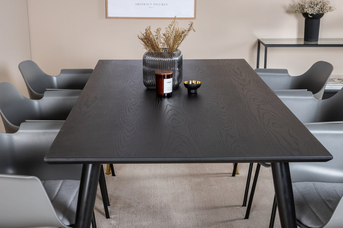 Dipp Esszimmerset + Comfort 180cm/6St. in Schwarz / Gold präsentiert im Onlineshop von KAQTU Design AG. Esszimmerset ist von Venture Home