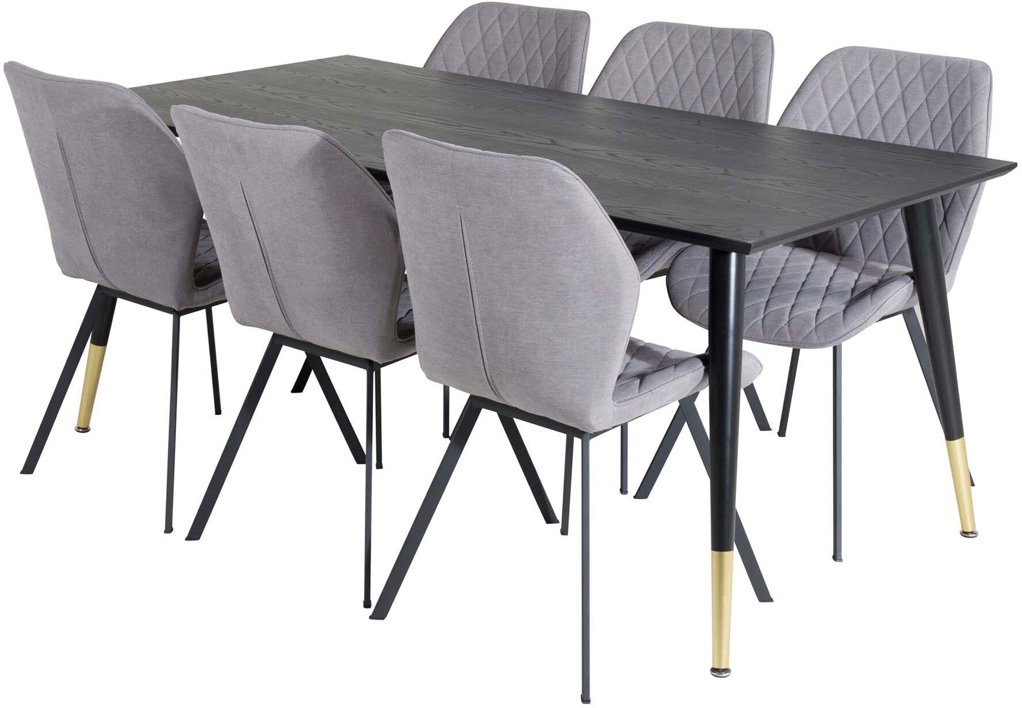 Dipp Esszimmerset + Gemma 180cm/6St. in Schwarz / Gold präsentiert im Onlineshop von KAQTU Design AG. Esszimmerset ist von Venture Home