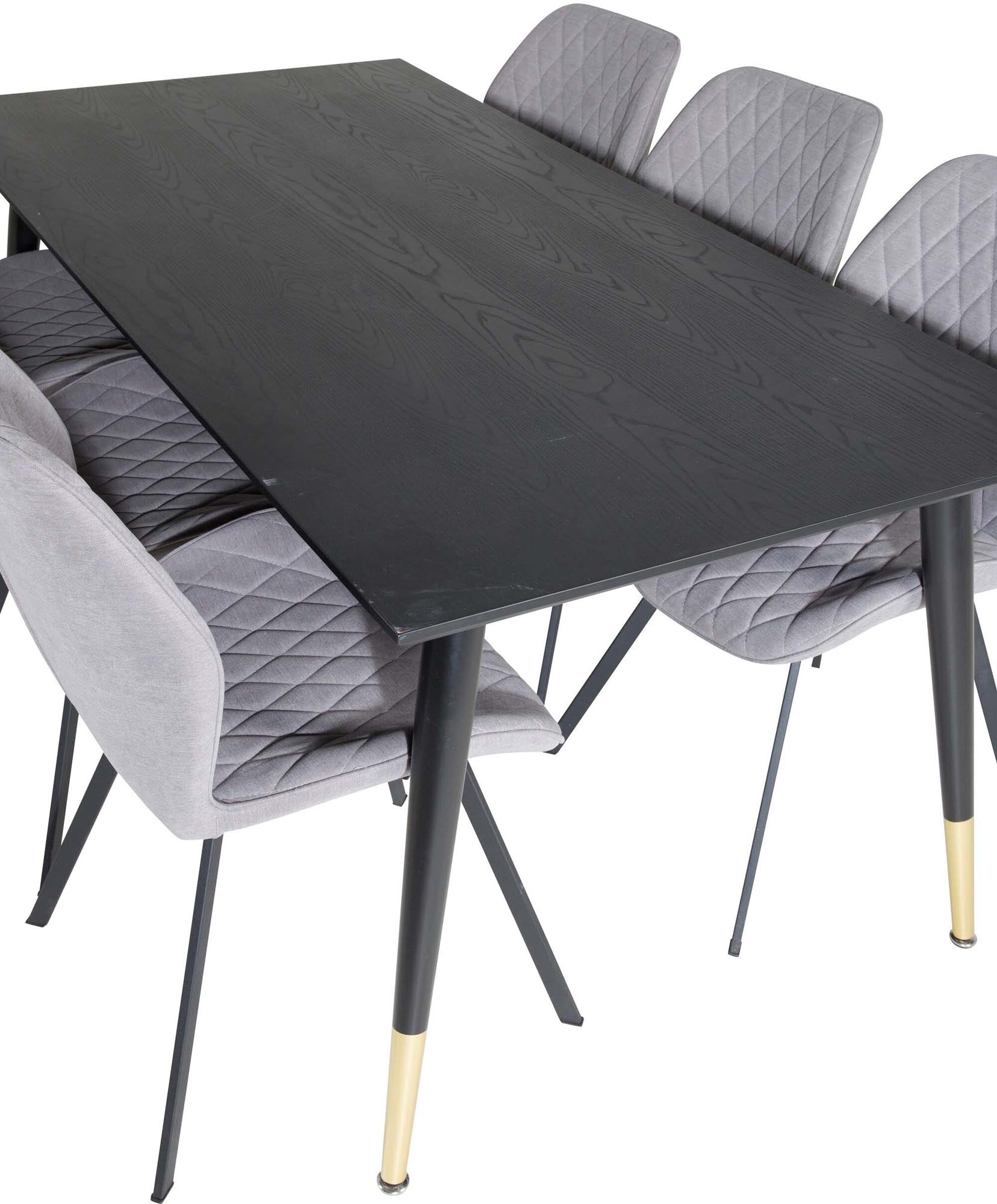 Dipp Esszimmerset + Gemma 180cm/6St. in Schwarz / Gold präsentiert im Onlineshop von KAQTU Design AG. Esszimmerset ist von Venture Home